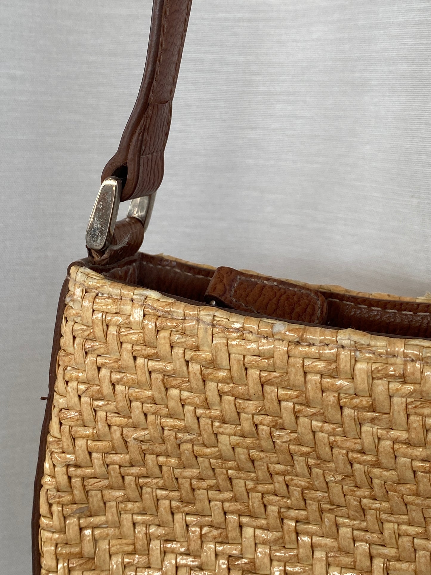 Vintage 90’s Y2K Liz Claiborne Shoulder Bag Purse, Woven Raffia Straw Wicker