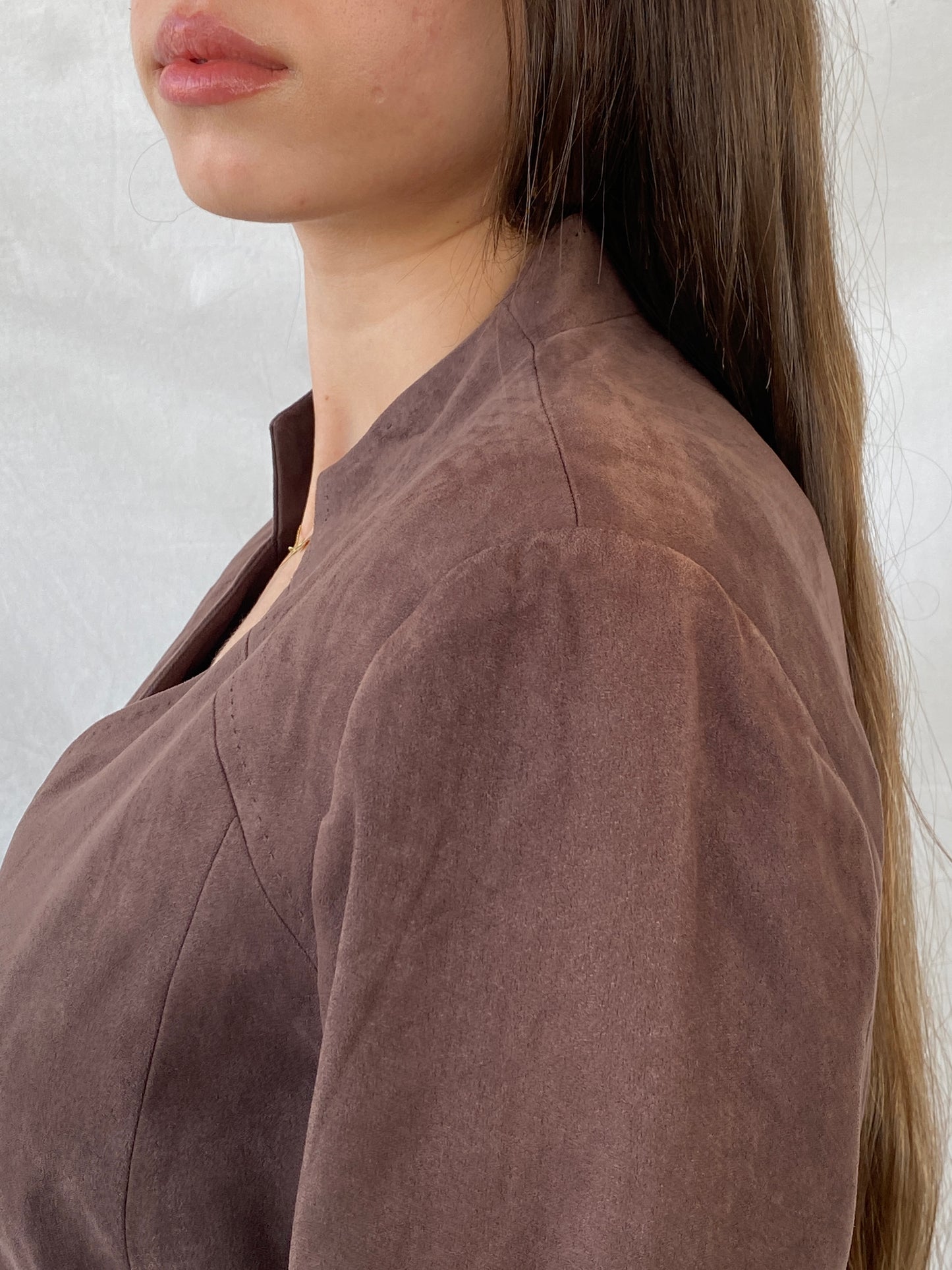 جاكيت بني فاتح بأزرار من Vintage Country Casuals - مقاس كبير