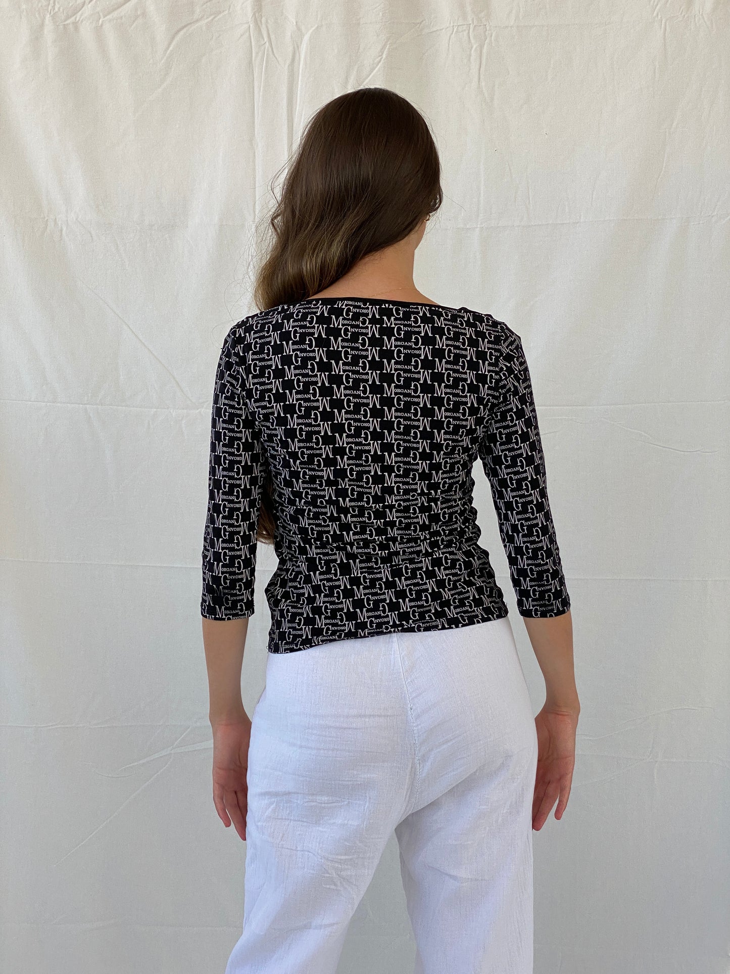 بلوزة مورغان دي توا سوداء اللون بتصميم عتيق من عام 2000 - مقاس متوسط