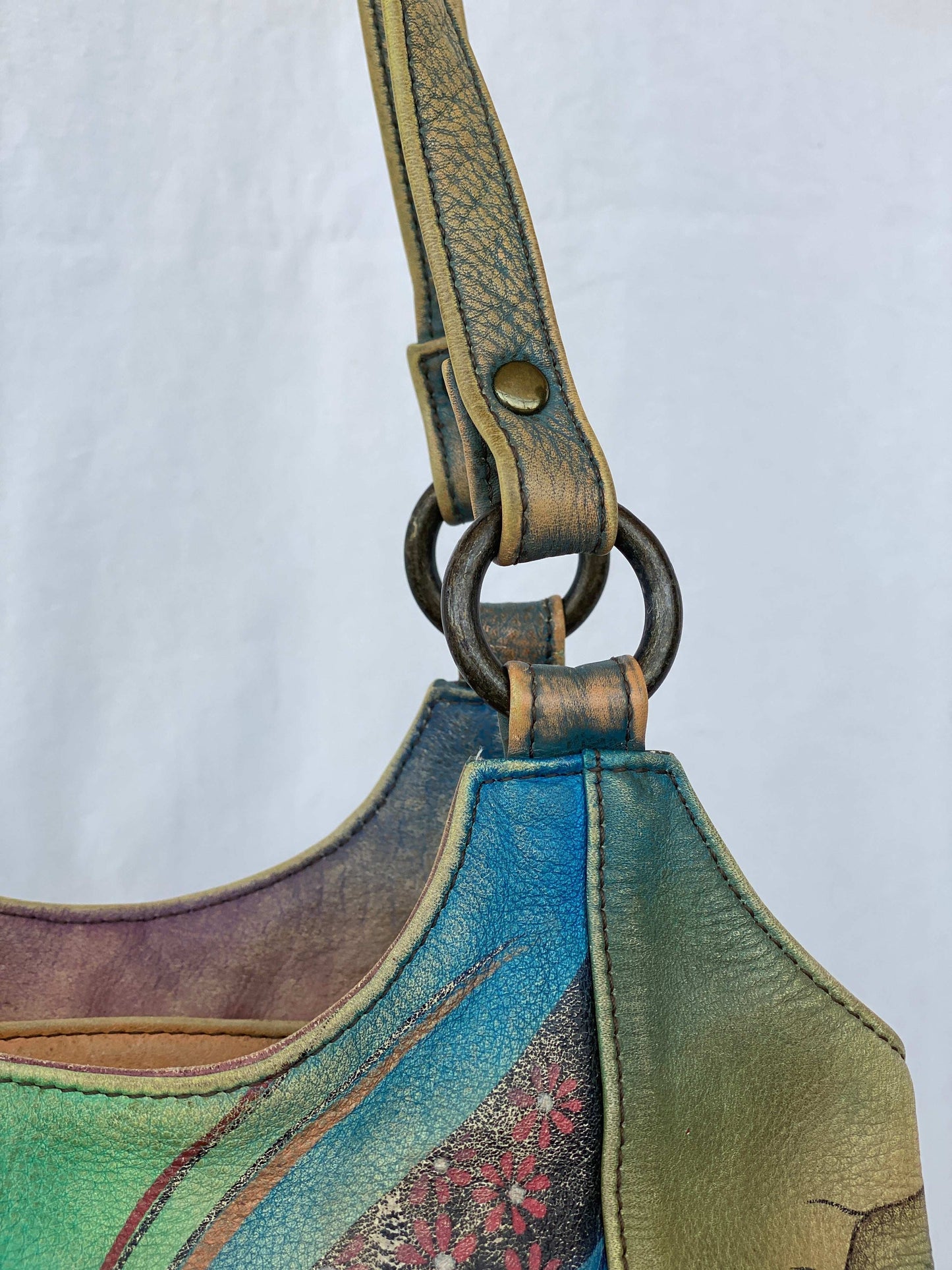 Statement Vintage Anuschka Hand AqaaPainted Genuine Leather Bag - Balagan Vintage Shoulder Bag 00s, 90s, genuine leather, leather, NEW IN