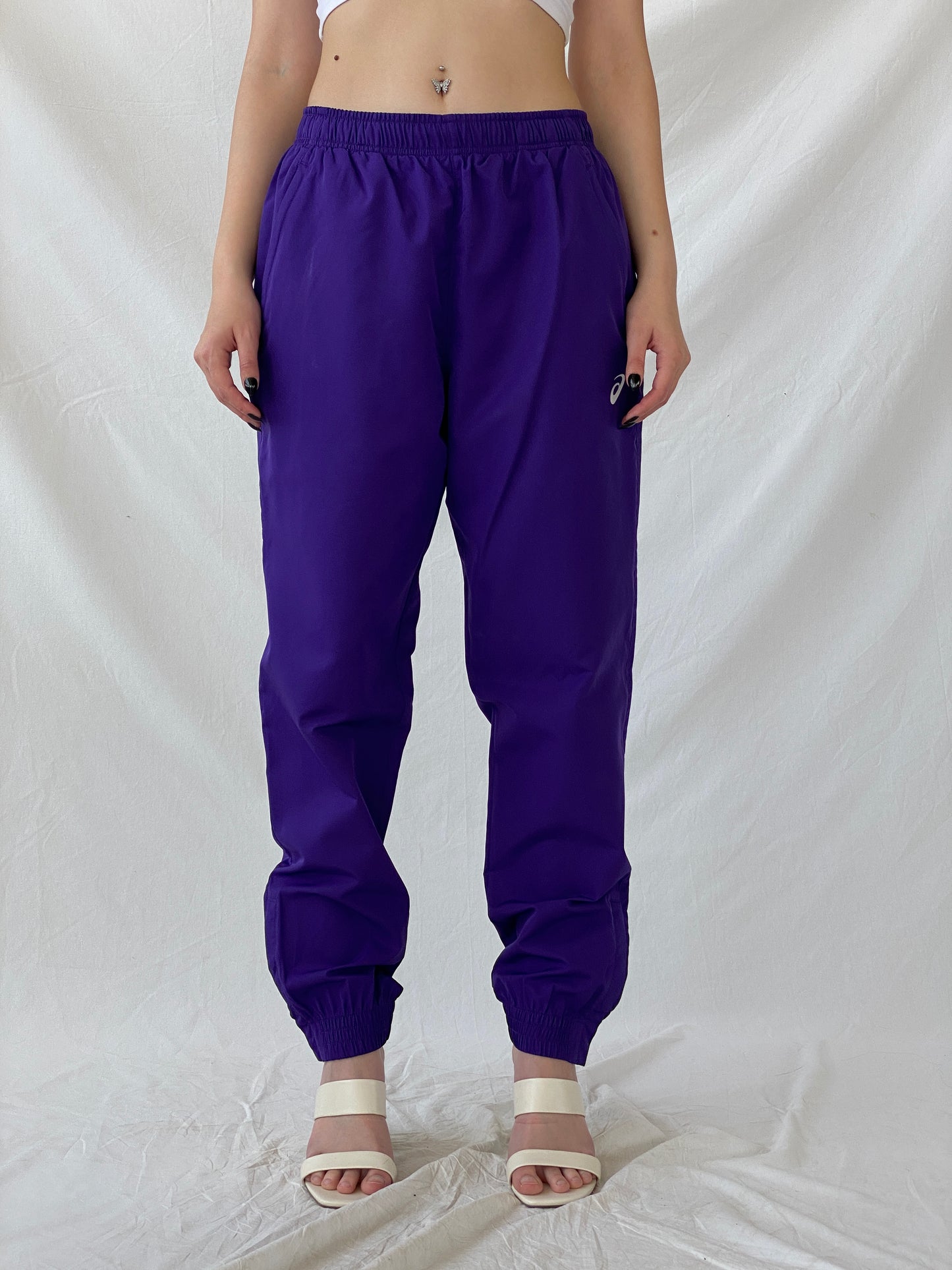 بنطال رياضي نسائي من Asics Purple Windbreaker Sports Wear - مقاس كبير