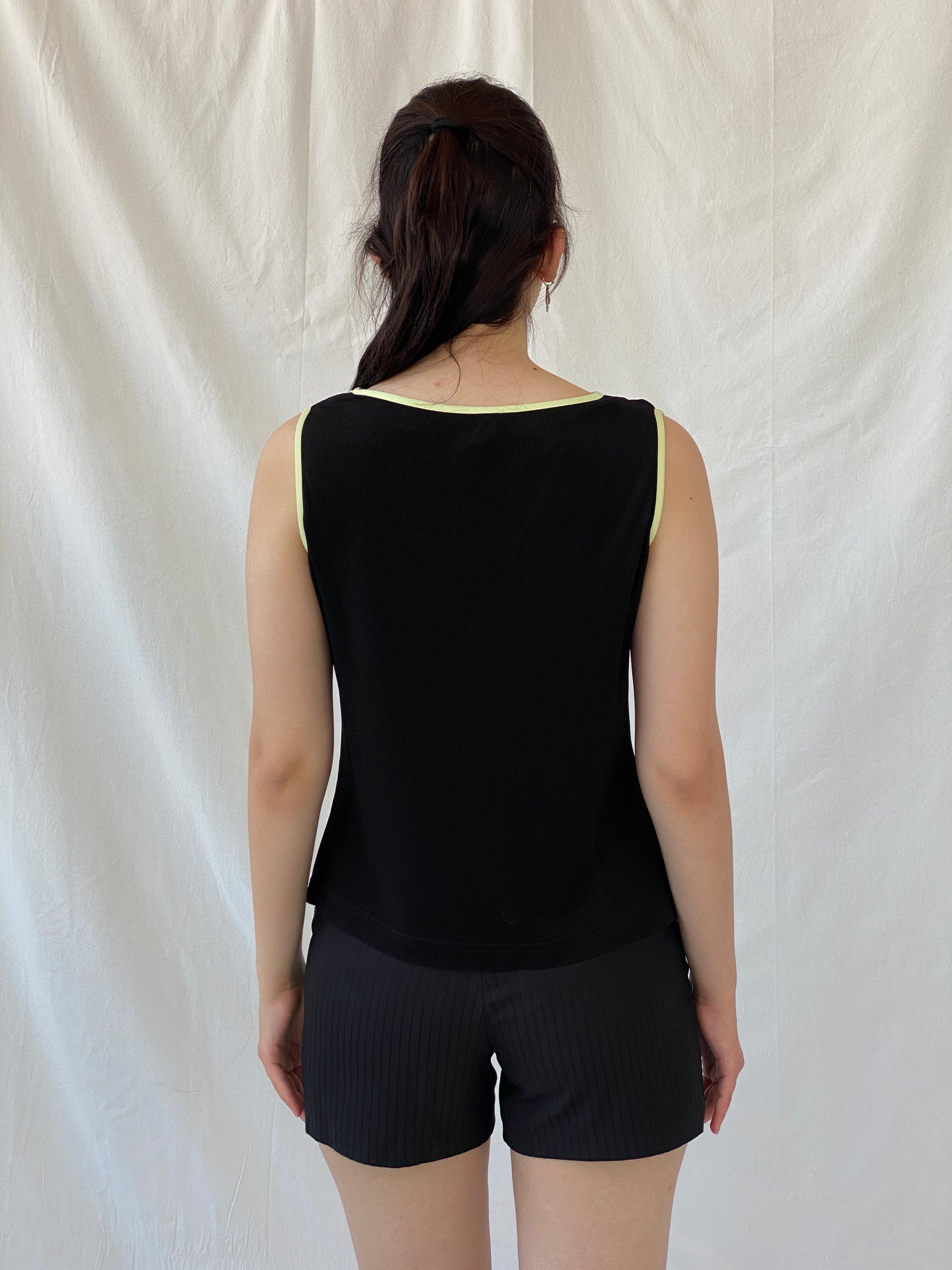 Vintage Ronni Nicole by Ovida Black Beaded Hem Tank Top - L