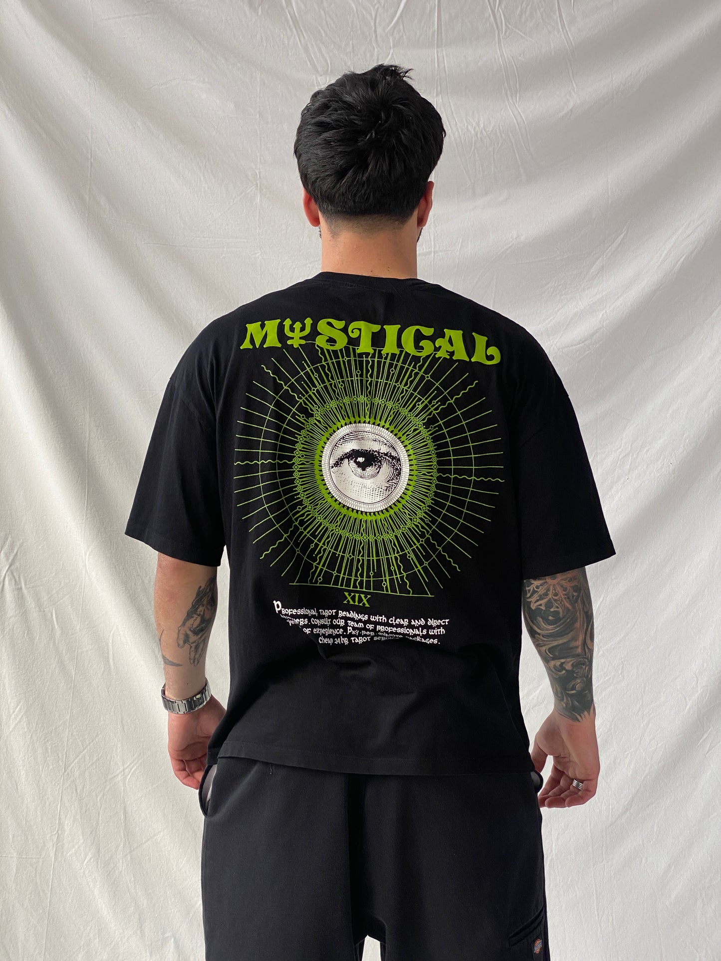 Bershka Mystical Graphic Men’s Black Print T-Shirt - M