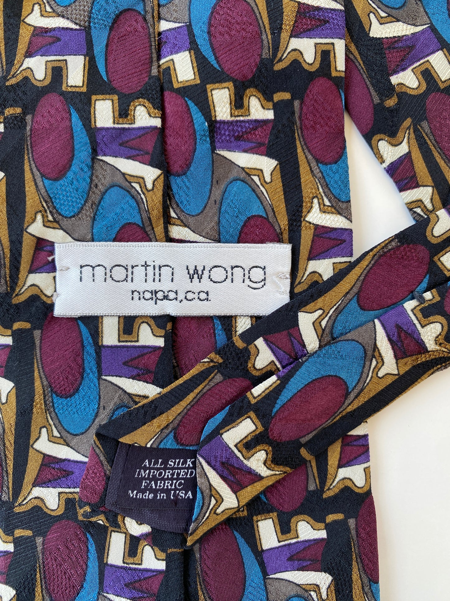 Vintage Martin Wong Napa.Ca Printed Multicolor Men’s Neck Tie