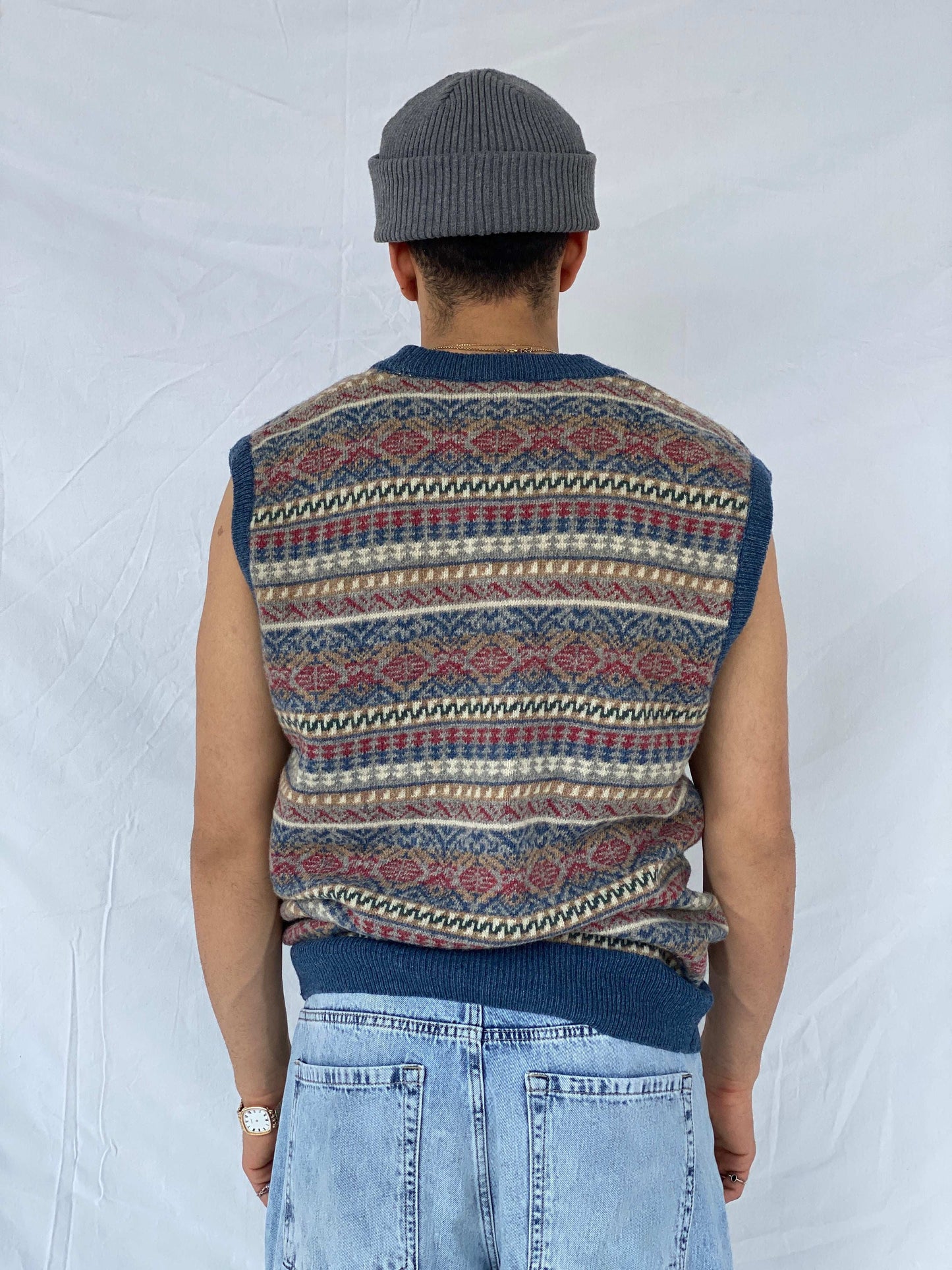 Vintage Ormen Shetland Button-Up Knitted Sweater Vest - Size L - Balagan Vintage Vest 90s, Abdullah, vest, winter