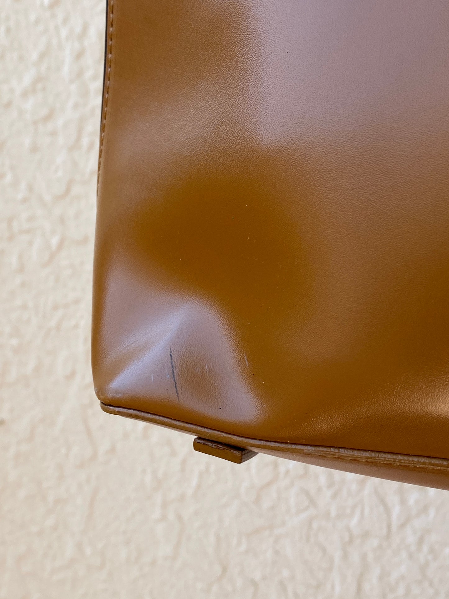 Vintage 90s Gabor Cognac Brown Glossy Minimalist Shoulder Bag