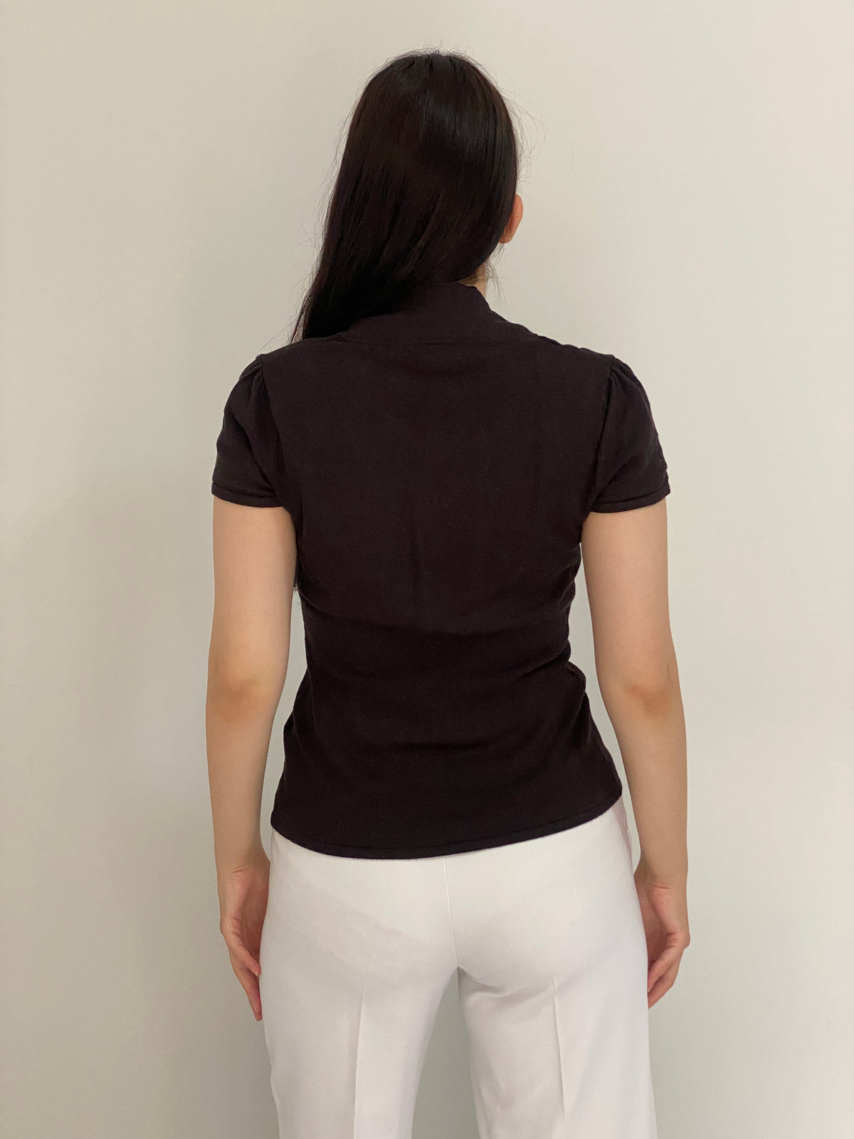 Y2K s.Oliver Selection Dark Brown Double-Breasted Knit Top - S