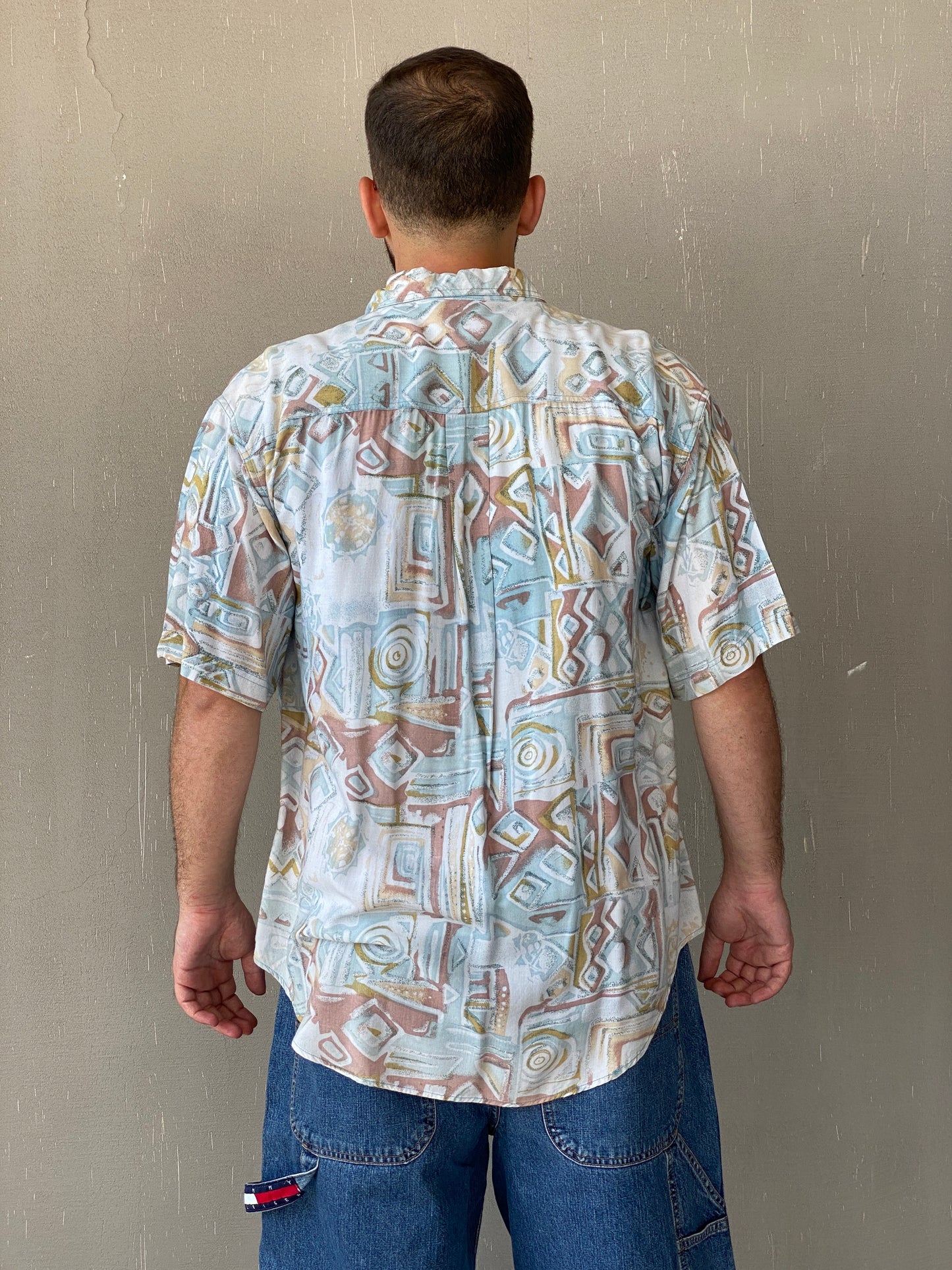 Vintage WEEKEND Pastel-Colored Printed Men’s Half-Sleeve Shirt - L