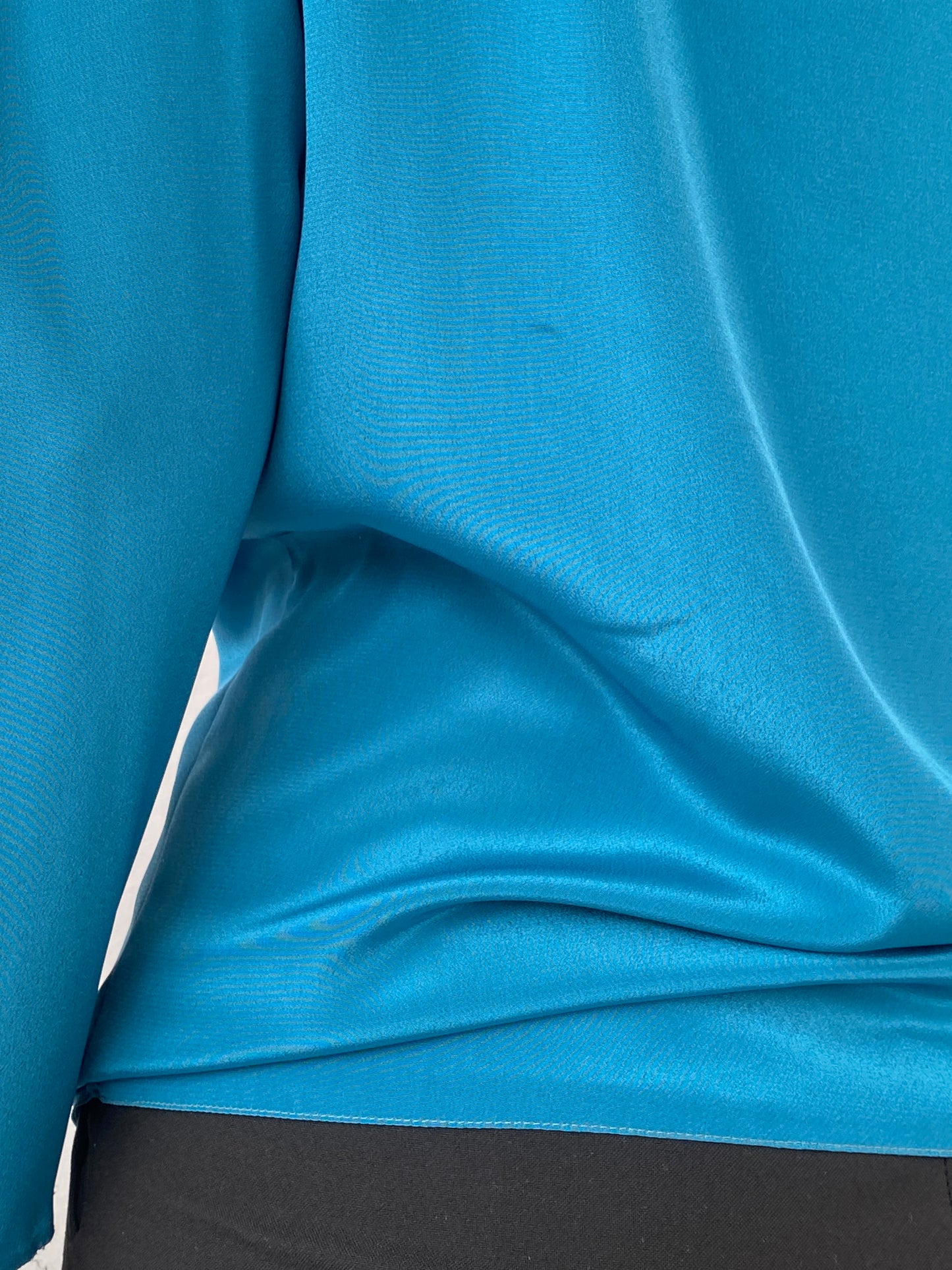 Vintage Handmade Turquoise Aqua Women’s Long Sleeve Sequin Party Wrap Blouse - M