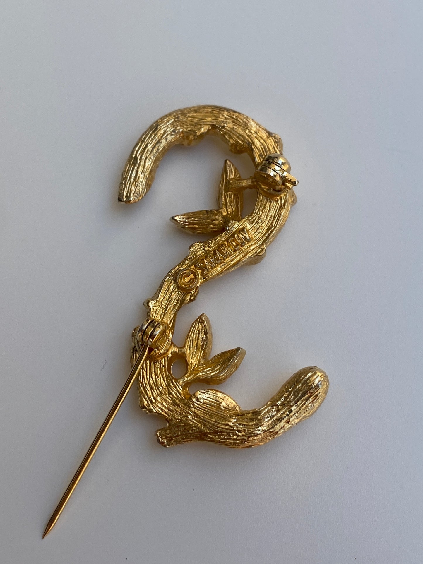 Vintage Sarah Coventry Gold Tone Bamboo Twig Brooch Abstract Nature Pin