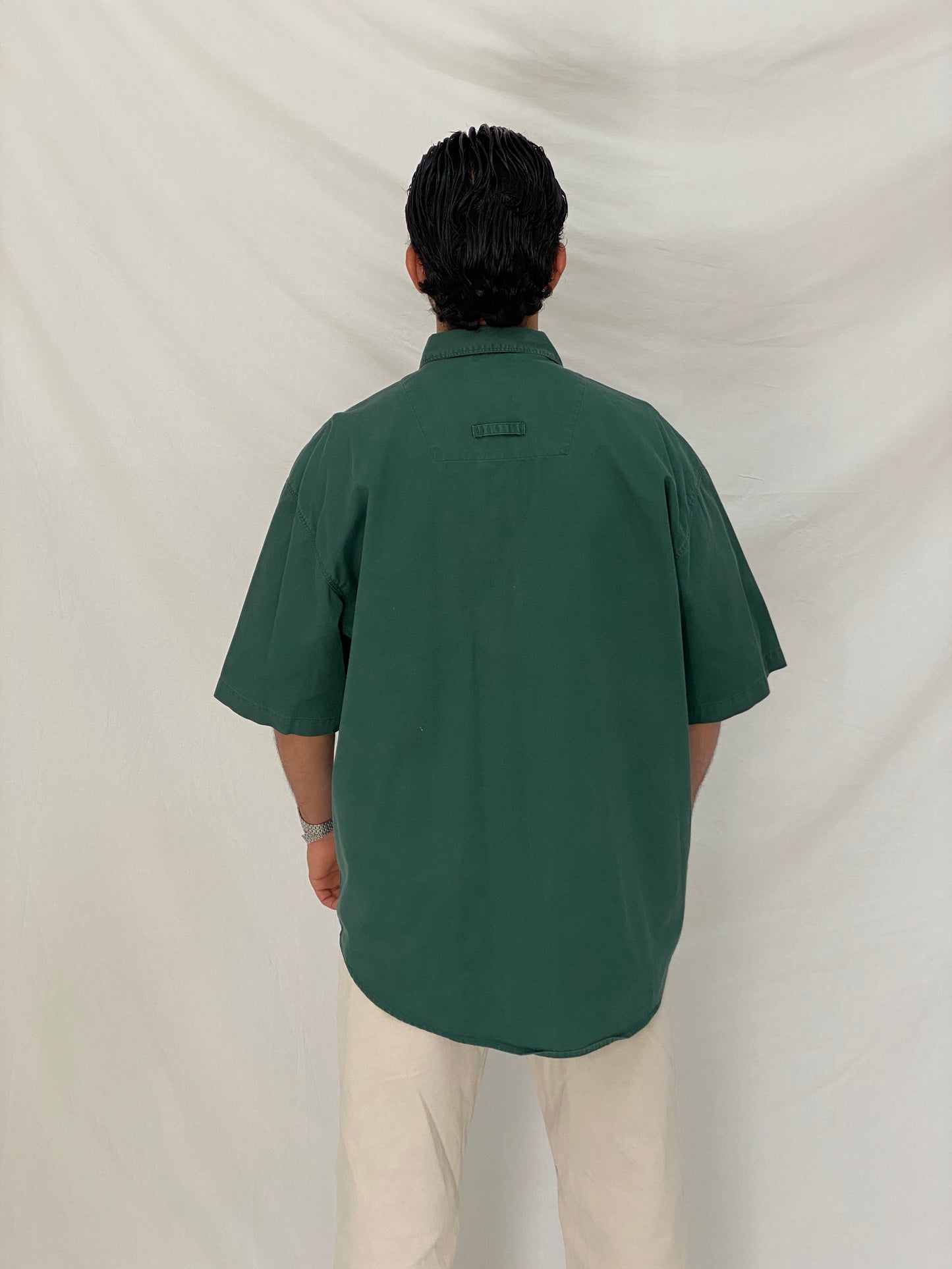 Vintage Dockers Forest Green Men’s Short Sleeve Denim Shirt – L