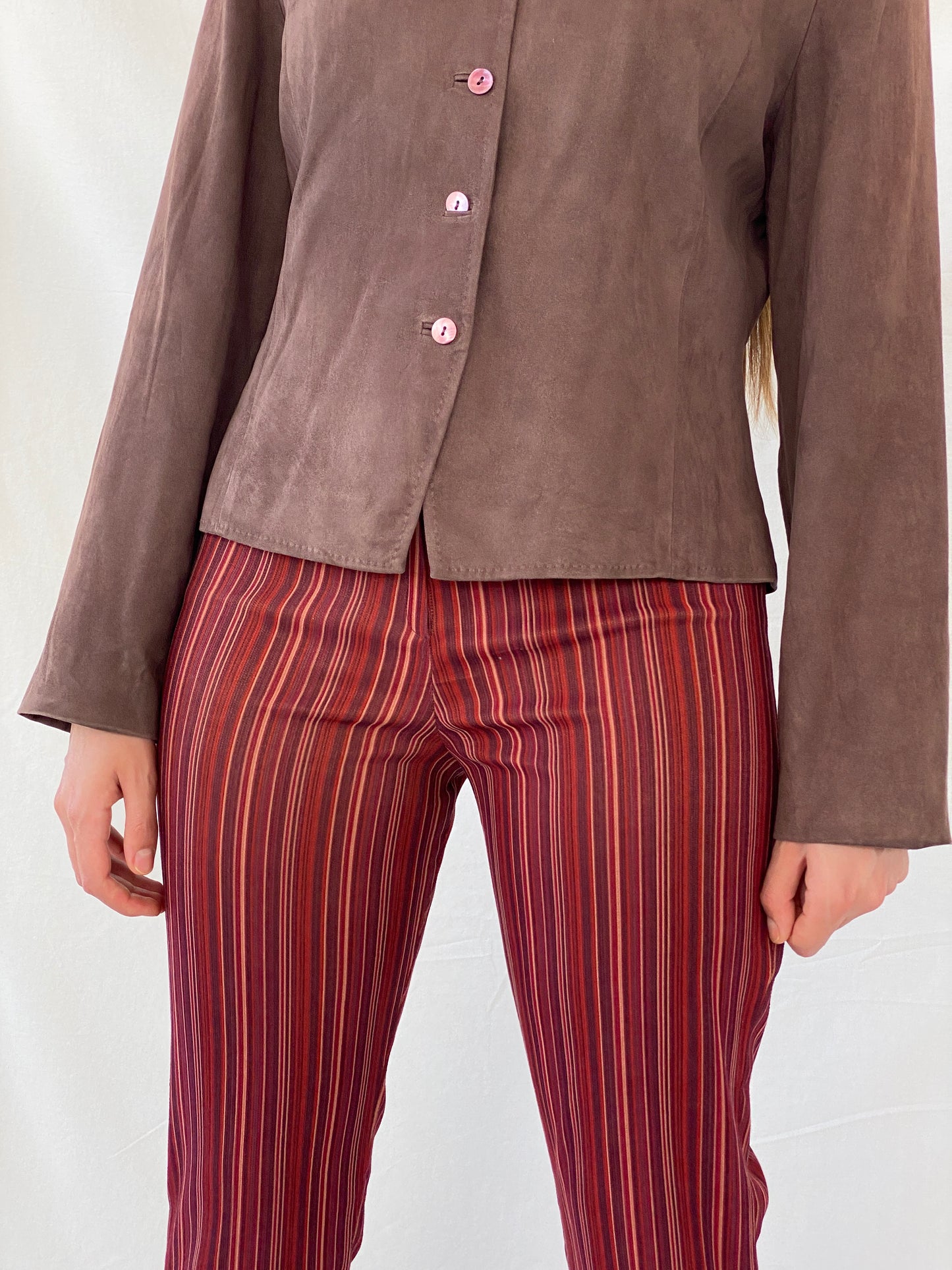 جاكيت بني فاتح بأزرار من Vintage Country Casuals - مقاس كبير