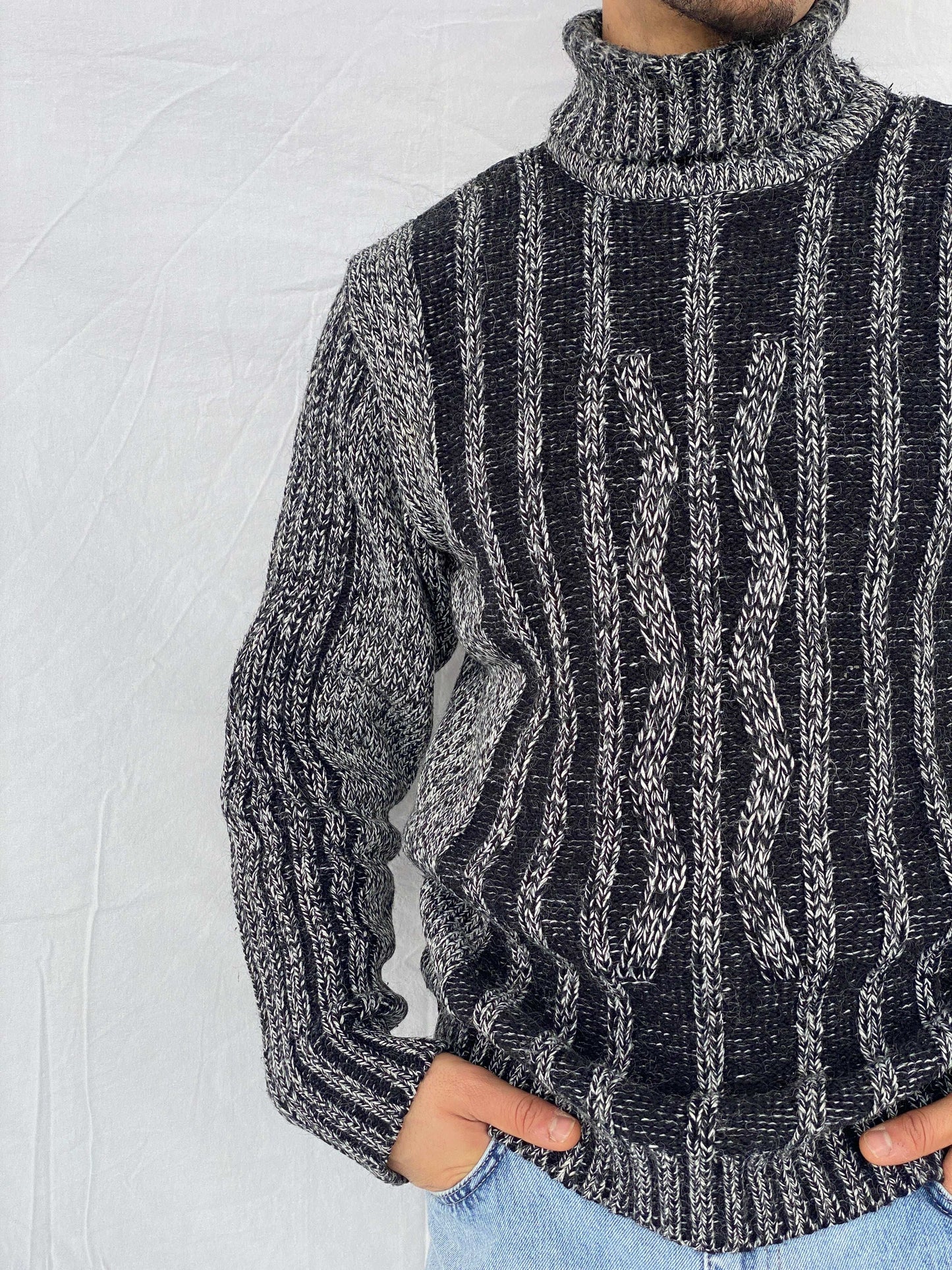 Vintage Almone Fore High Neck Grey Sweater - Balagan Vintage Sweater 80s, 90s, Abdullah, knitted sweater, winter