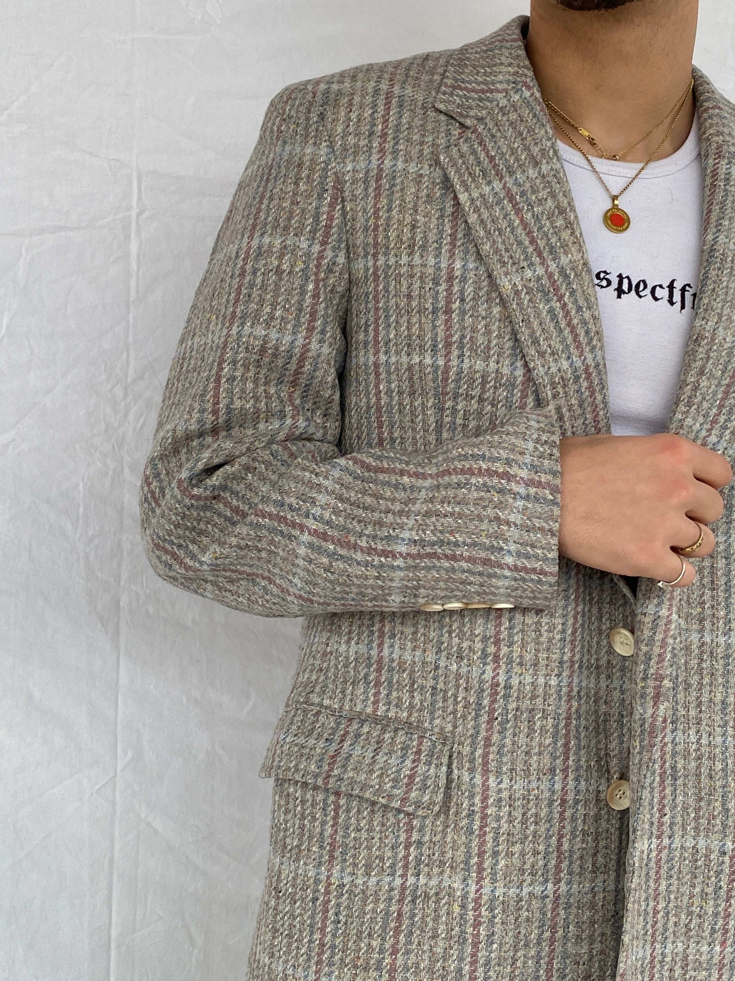 Vintage Chaps by Ralph Lauren Tweed Grey Blazer - Size L - Balagan Vintage Blazer Abdullah, blazer, full sleeve blazer, men blazer, plaid blazer
