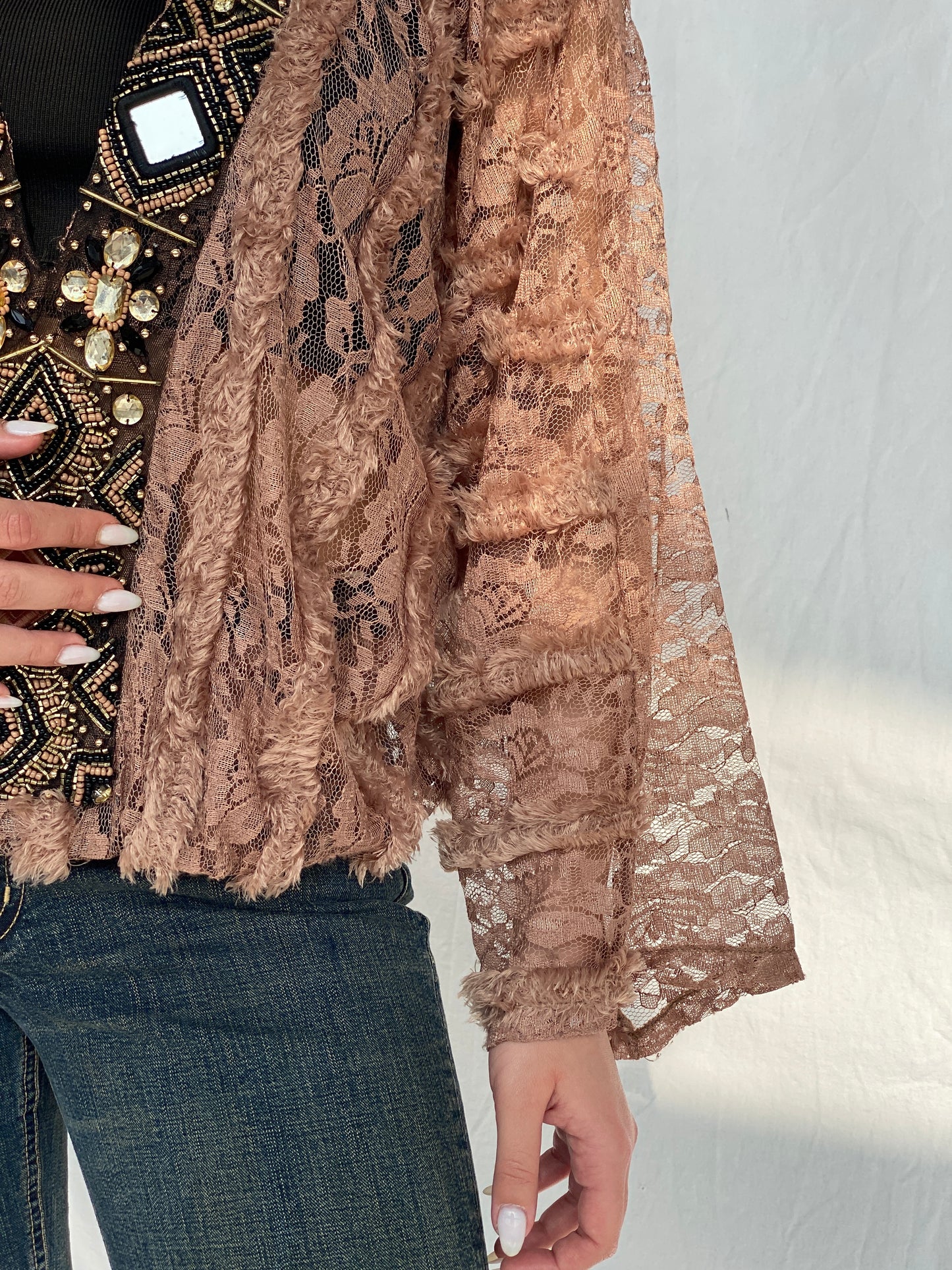 Vintage My Story Paris Limited Edition Beaded Lace Women’s Top - L