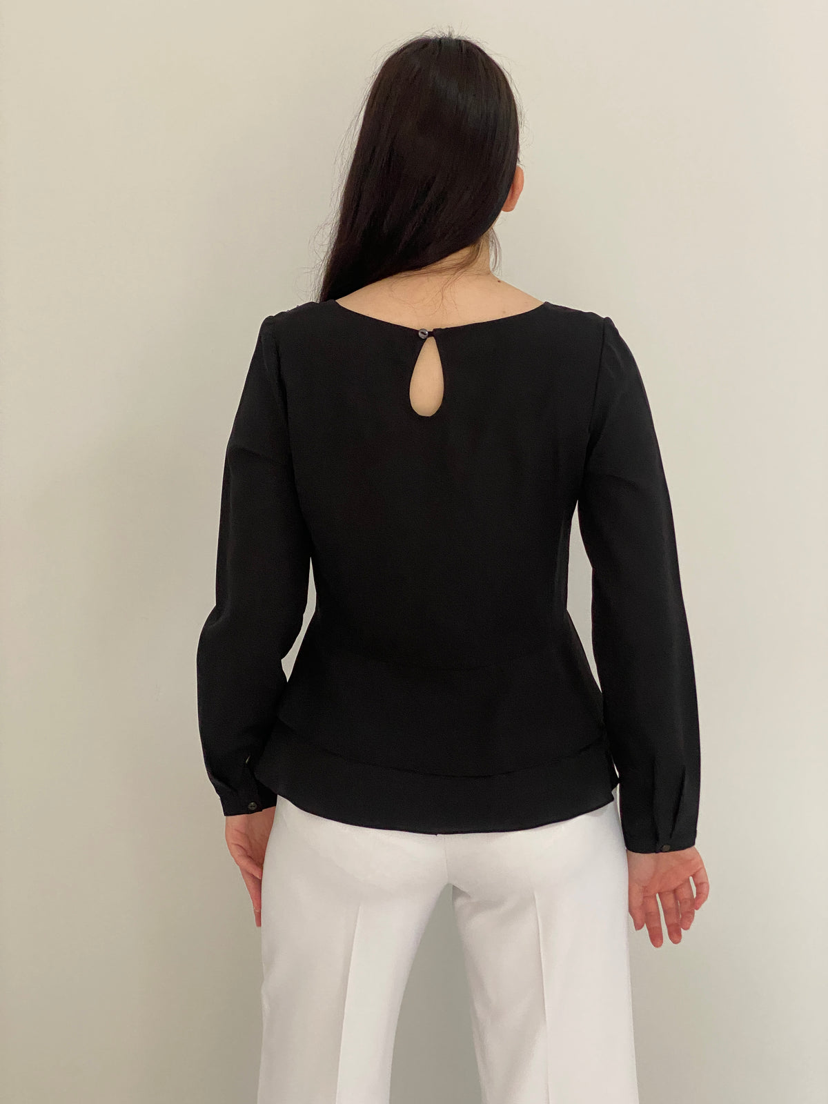 Vintage SÃO PAULO Black Sequin Patched Peplum Evening Top – S