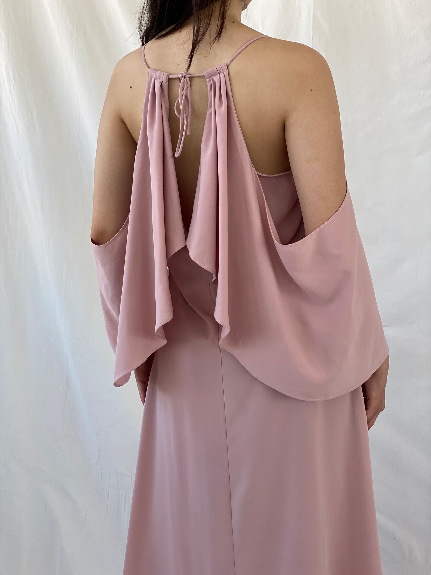 Jovonna London Blush Pink Cold Shoulder Midi Wedding Guest Dress - S