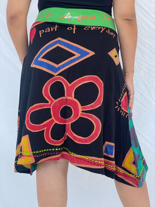 تنورة ميدي بوهو سوداء من Desigual You And Me - مقاس XL
