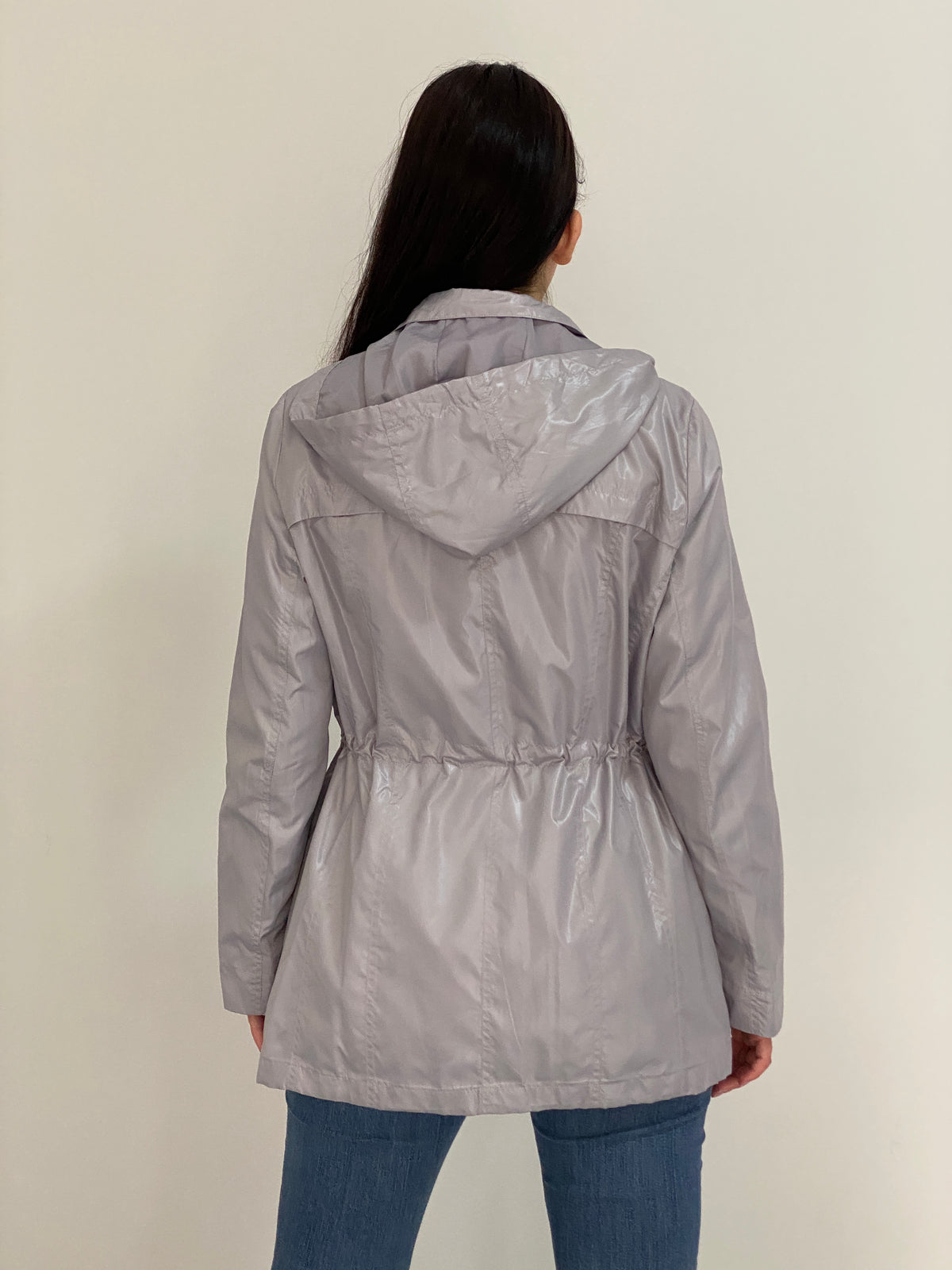 The Outerwear by C&A Metallic Silver Grey Hooded Utility Parka Jacket – L