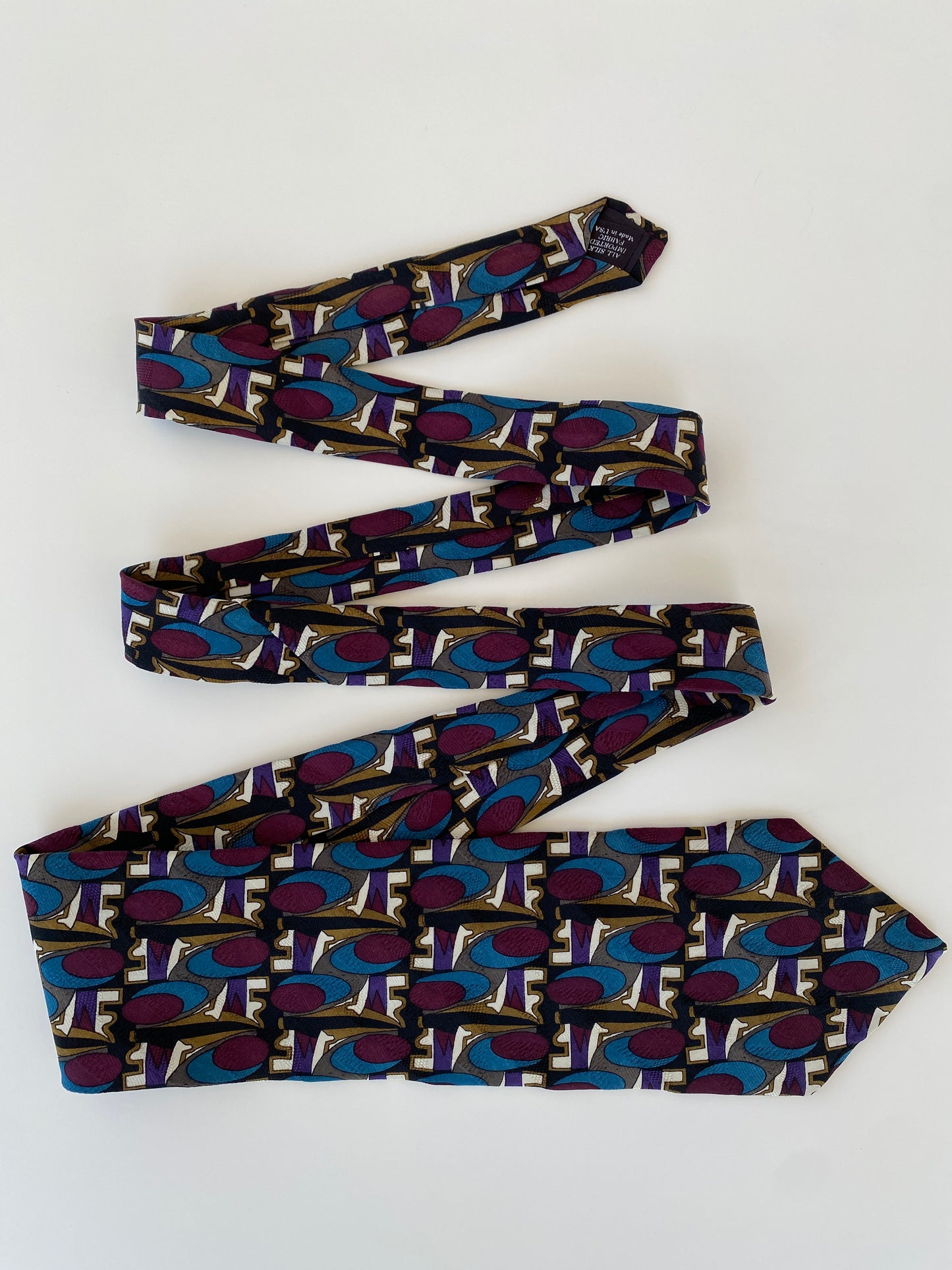 Vintage Martin Wong Napa.Ca Printed Multicolor Men’s Neck Tie