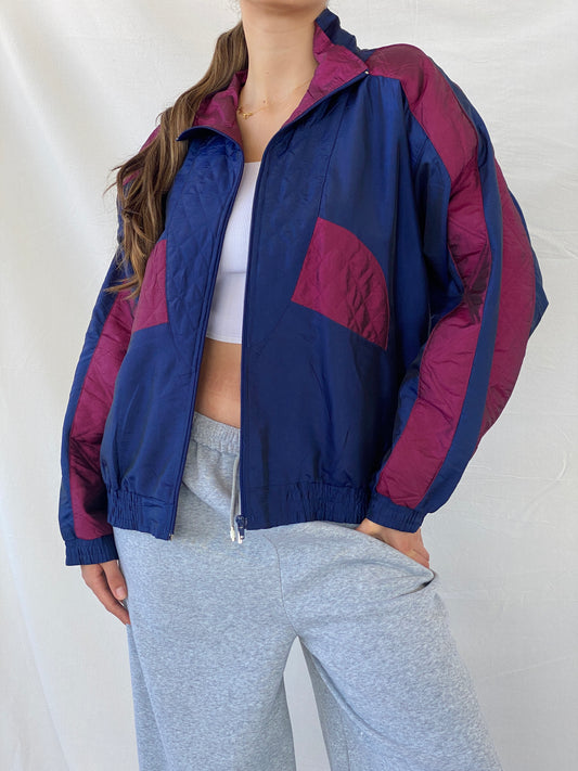 جاكيت رياضي Sunterra Navy Windbreaker من الثمانينيات والتسعينيات - مقاس كبير