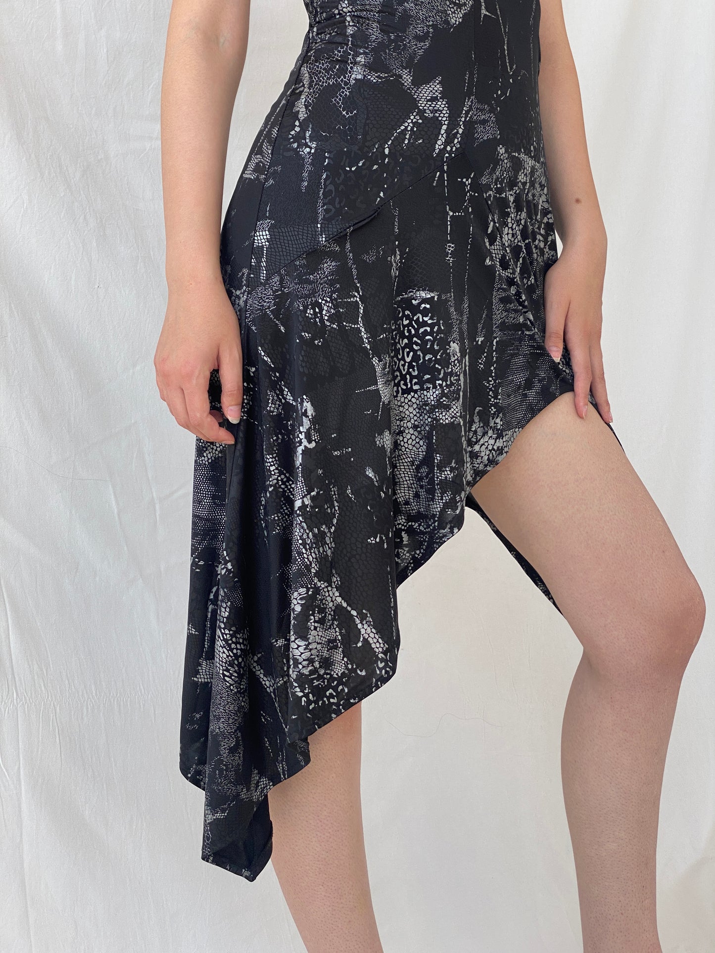 Y2K Romeo Four Juliette Paris Black Halter Asymmetrical Hem Dress - M