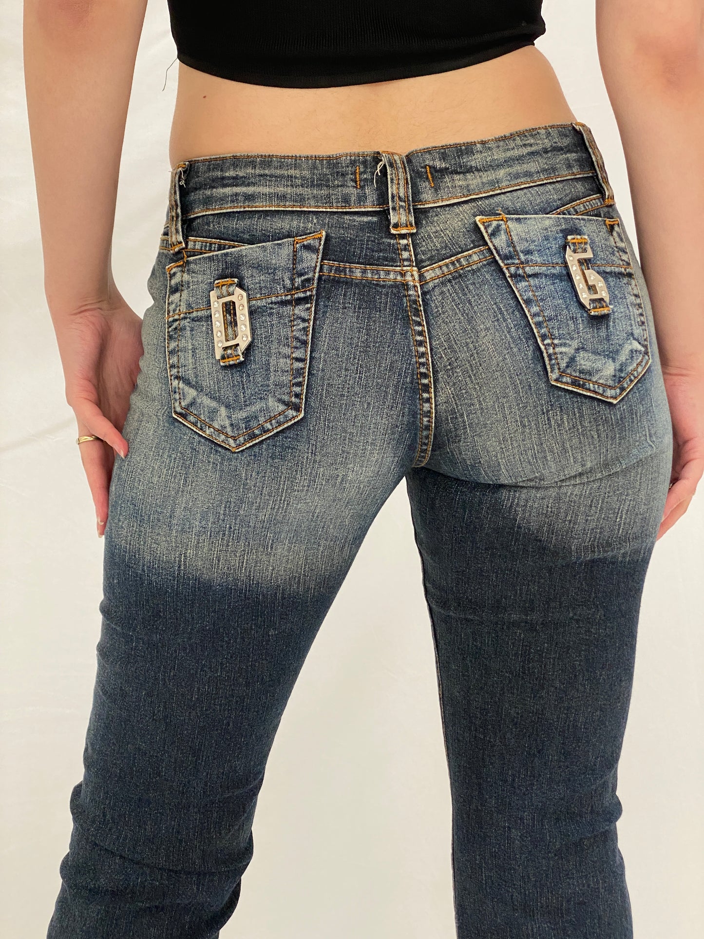 Vintage Y2K D&G Dolce & Gabbana Low Rise Studded Capri Cropped Jeans - 38EUR