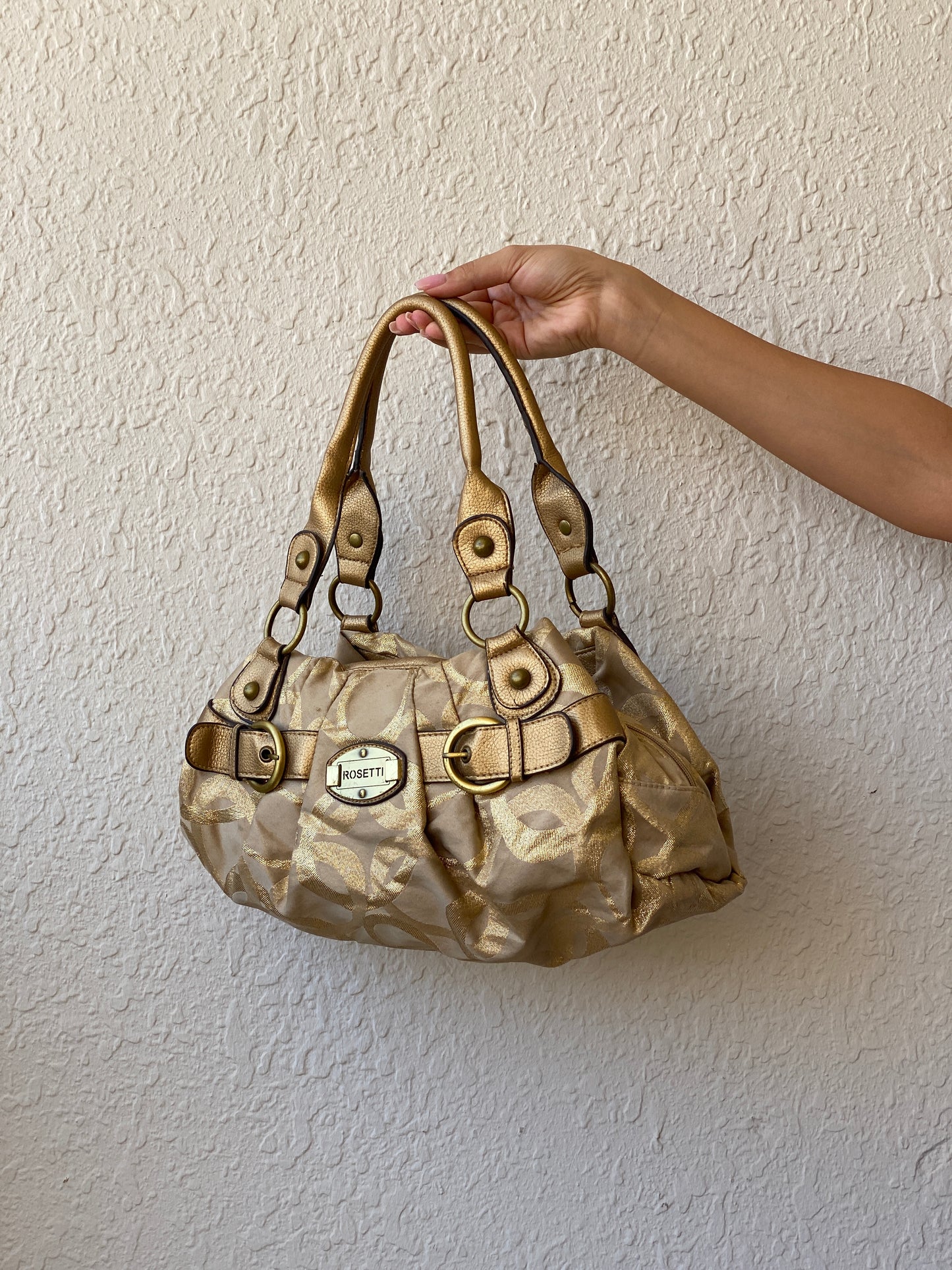 Vintage Y2K 00s Rosetti Gold Hobo Shoulder Bag