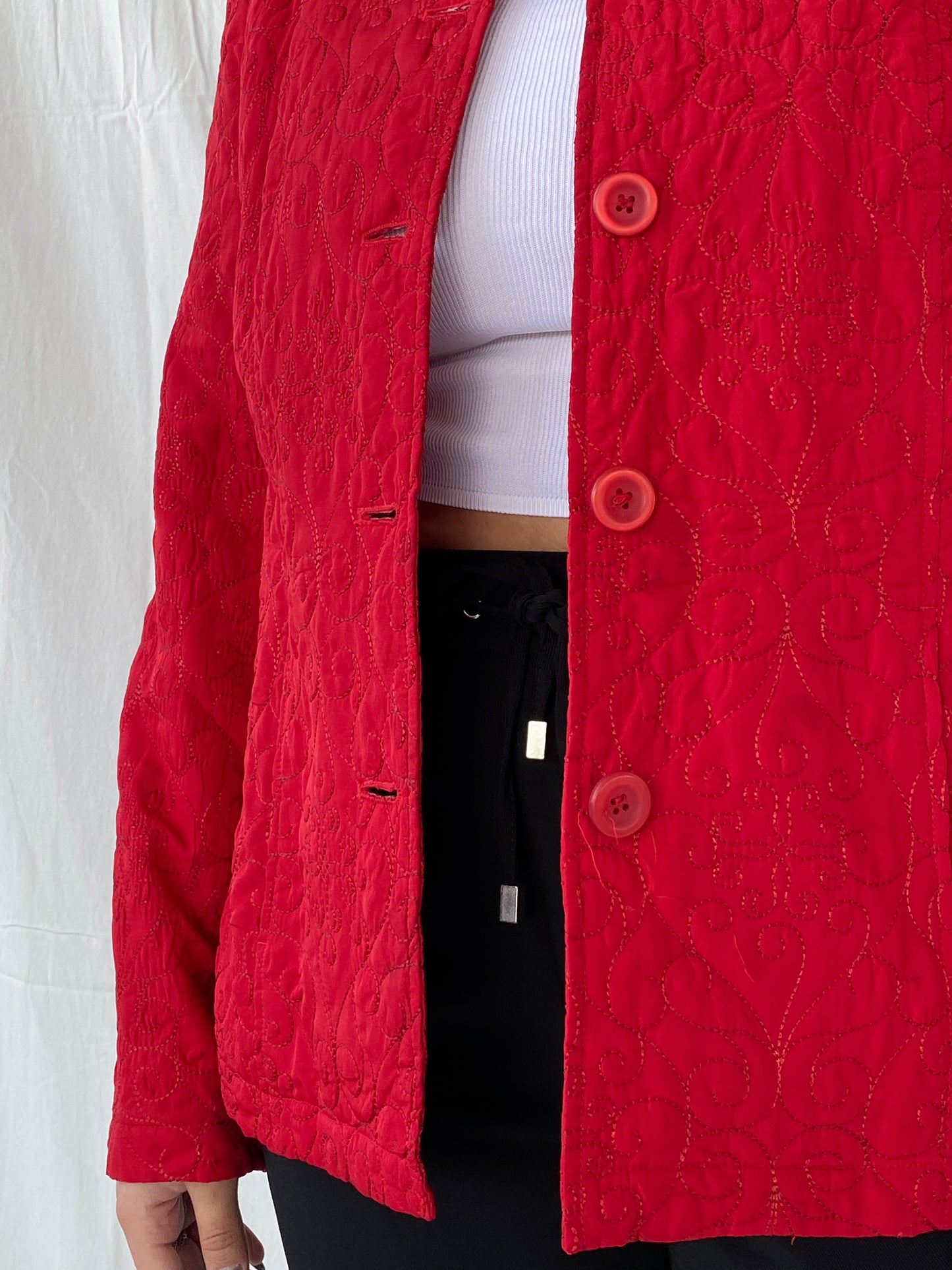 Vintage Requirements Hot Red Quilted Women’s Jacket - L