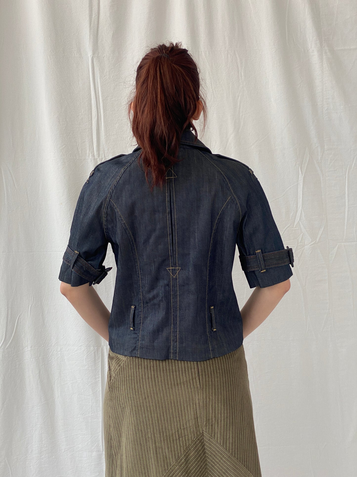 Vintage Y2K LTB Little Big Half Sleeve Denim Jacket - M