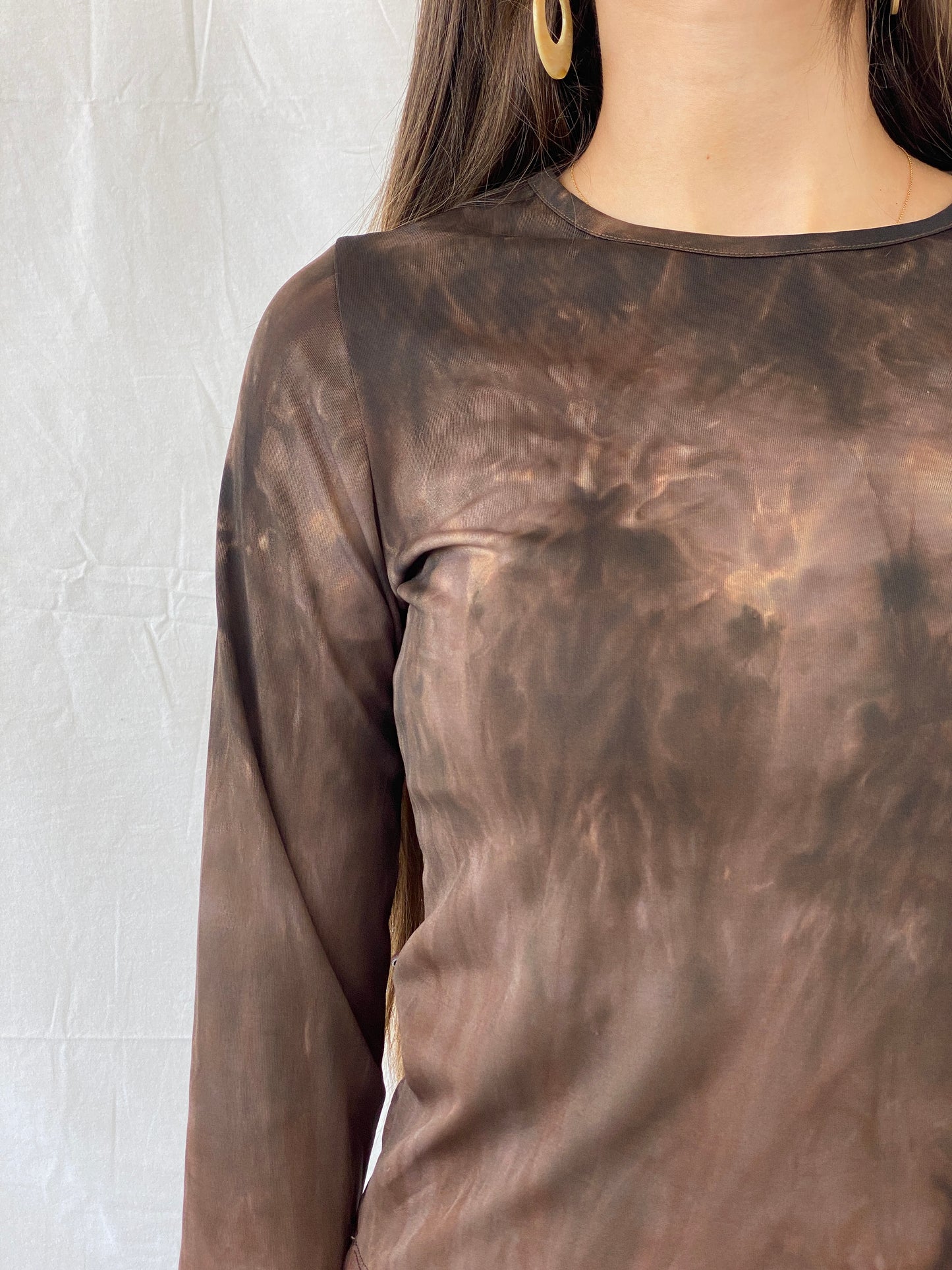 بلوزة كلاسيكية بأكمام كاملة من تصميم Y2K X-Mail Tie Dye - مقاس صغير