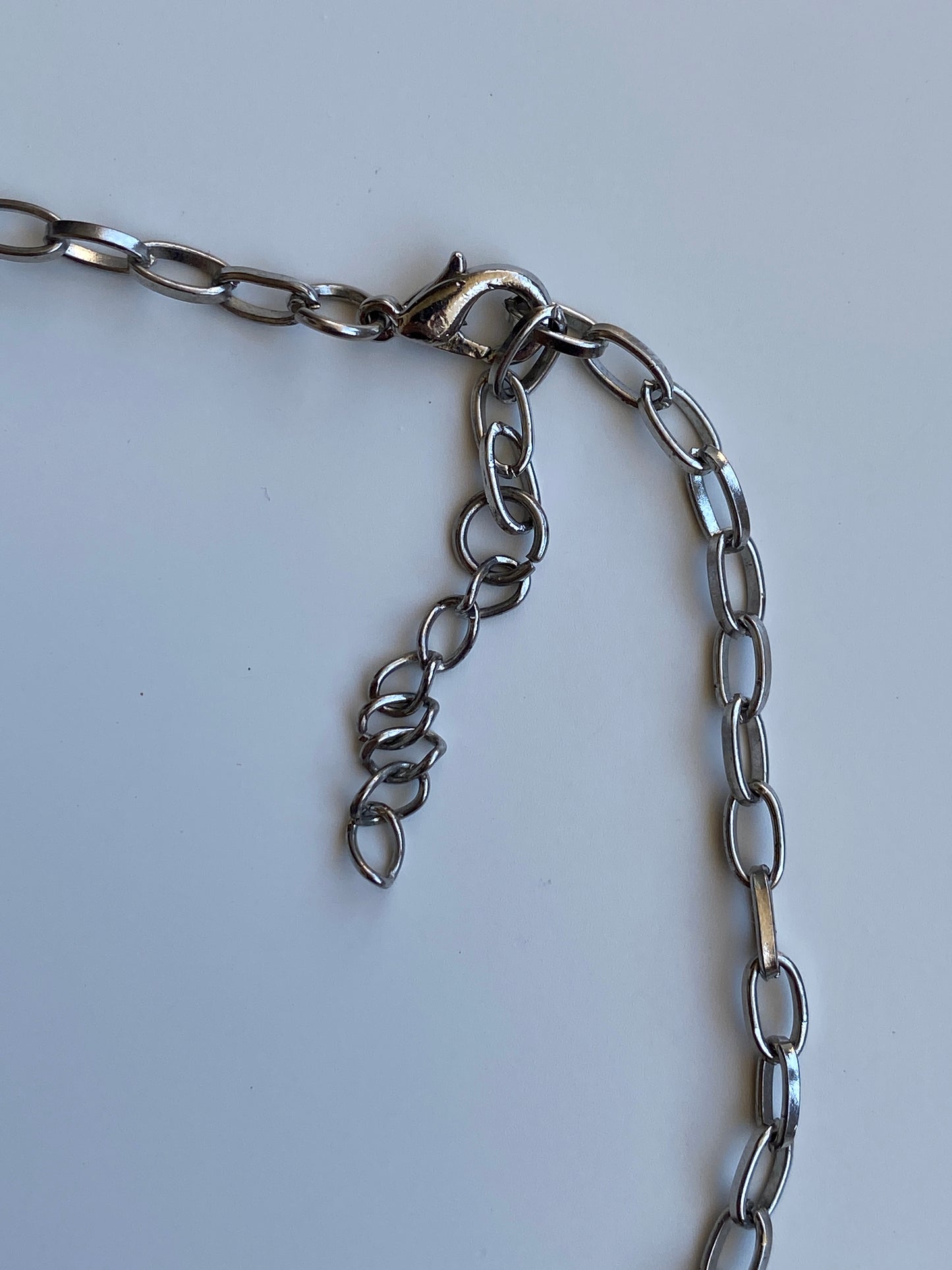 Vintage Y2K Silver-Tone Amber Glass & Faux Pearl Charm Necklace