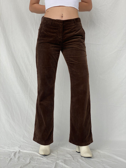 SOFIE D'HOORE بنطلون نسائي من قماش مخملي بني بقصة مستقيمة - 38 يورو