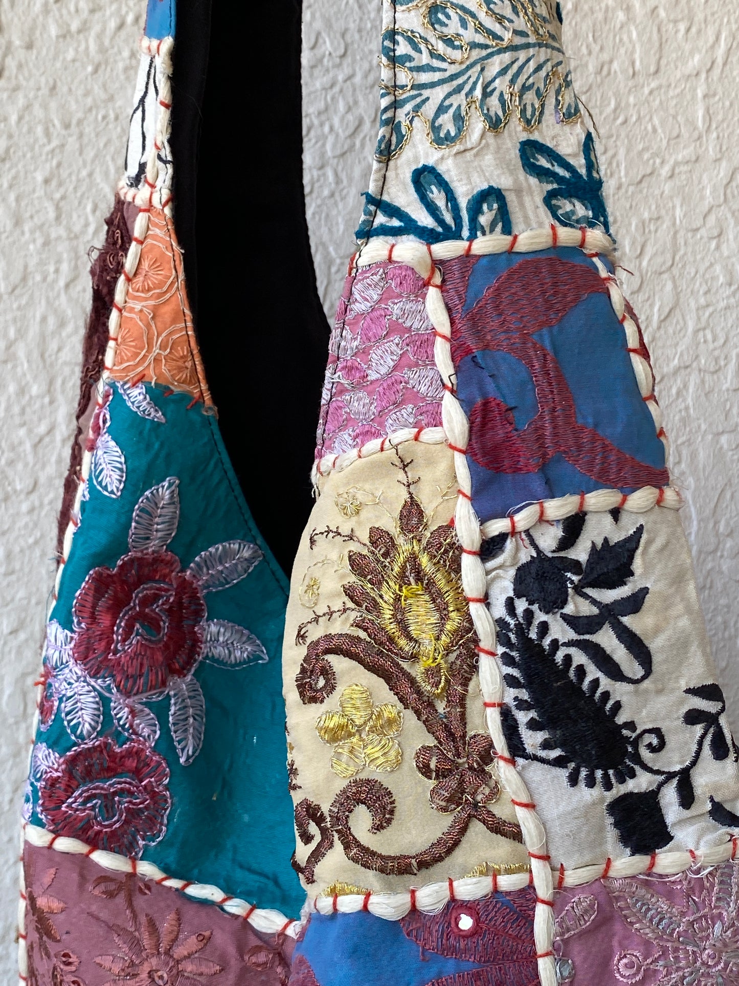 Vintage Patchwork Boho Shoulder Bag Handmade Embroidered Fabric Tote Bag