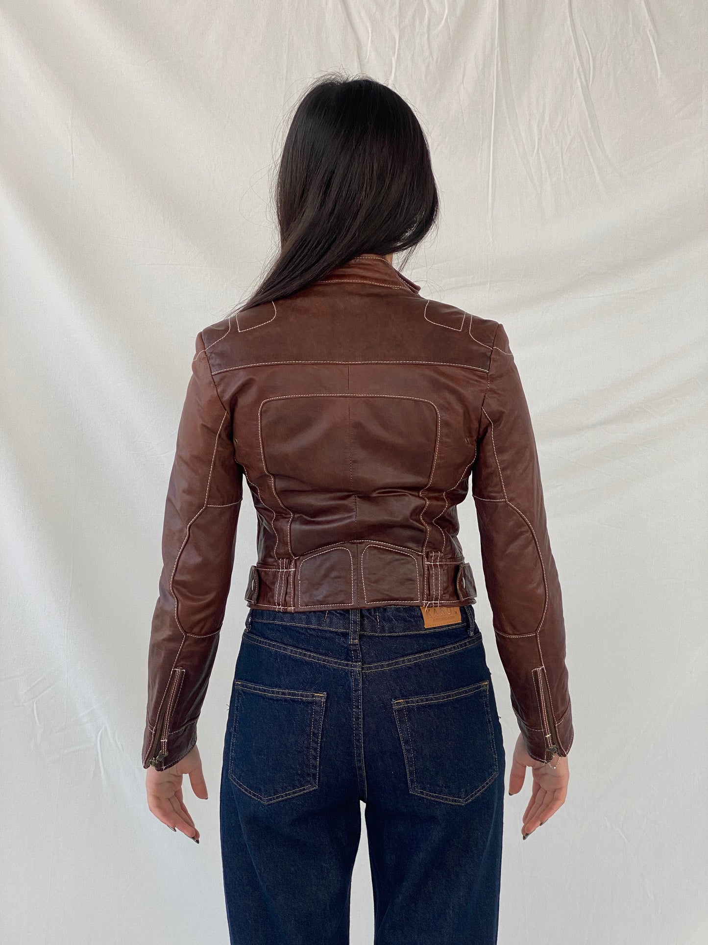 Vintage 90s Hypnotic Brown Genuine Leather Biker Jacket - XS
