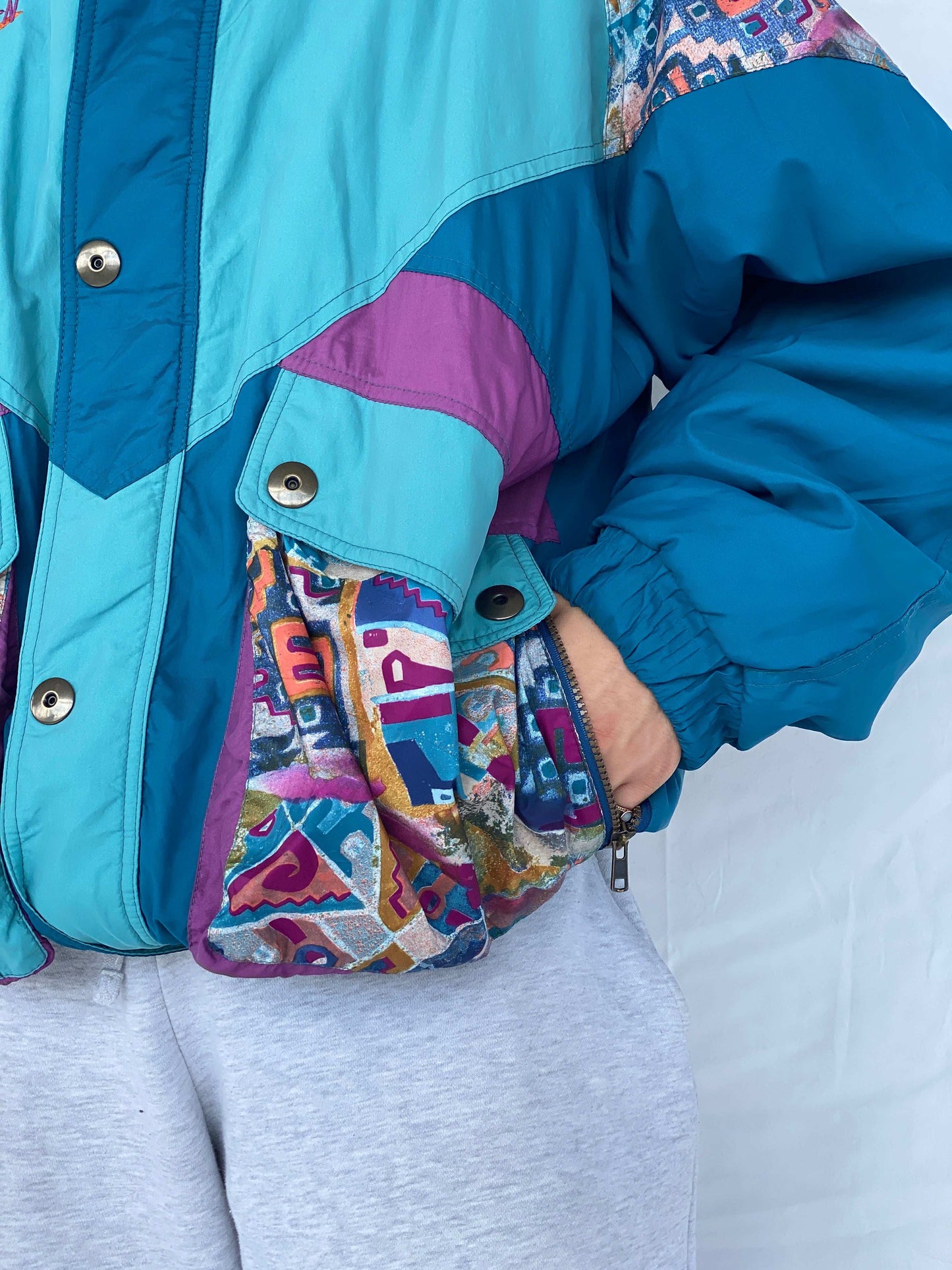 Vintage 80s Puffer Multicolored Windbreaker Jacket - Balagan Vintage Puffer Jacket 80s, 90s, Abdullah, puffer jacket
