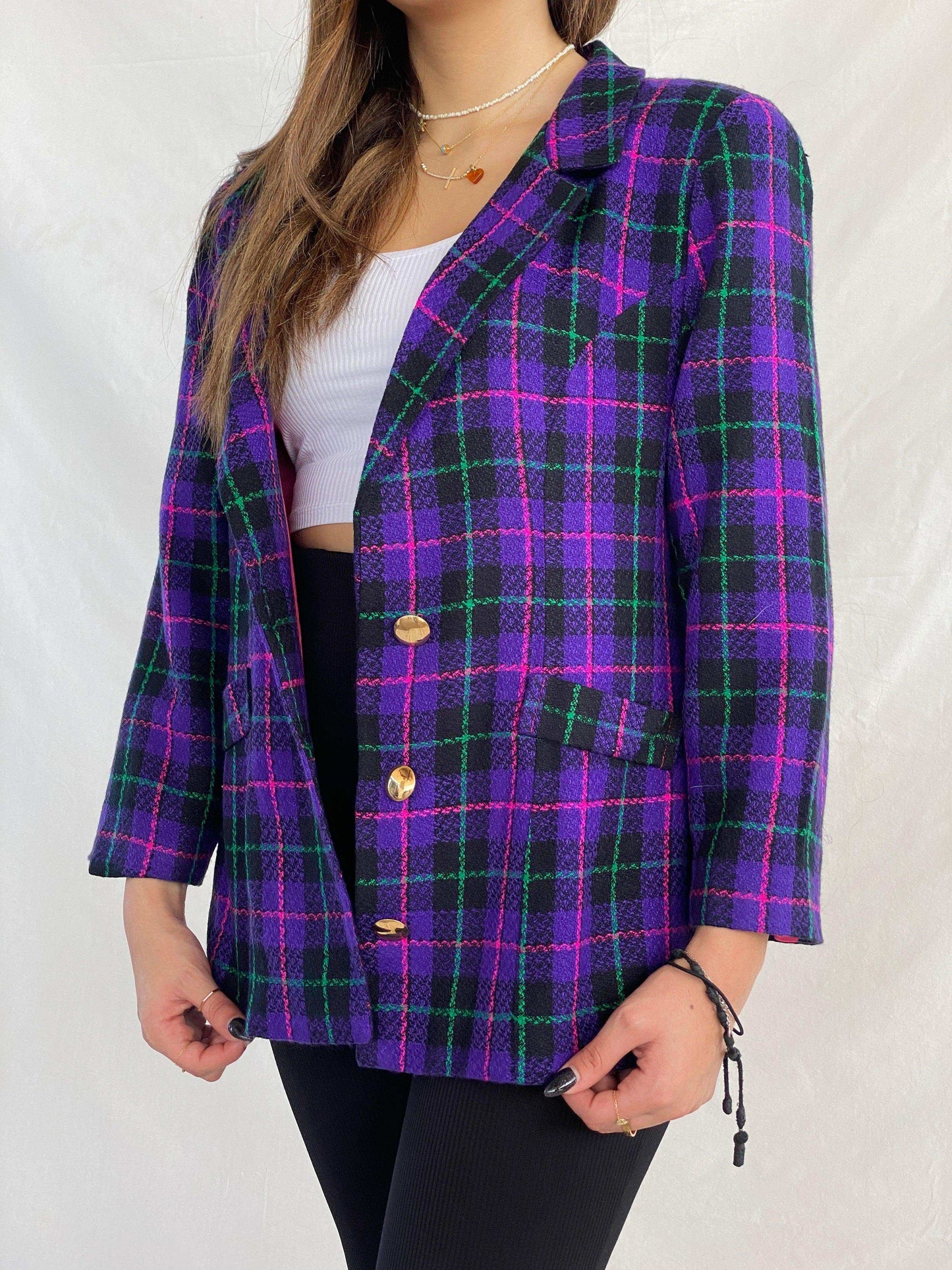Vintage Multi-Colored Plaid Blazer - Balagan Vintage Blazer 00s, 90s, blazer, Juana, NEW IN