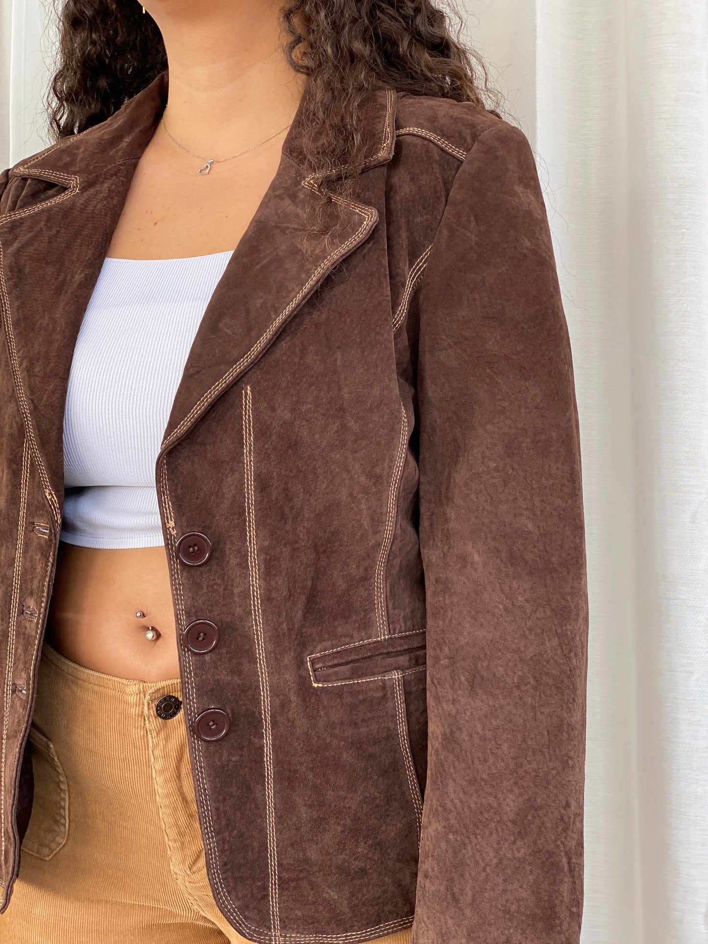 VILLA Clothes Genuine Suede Leather Brown Ginko Blazer - XL
