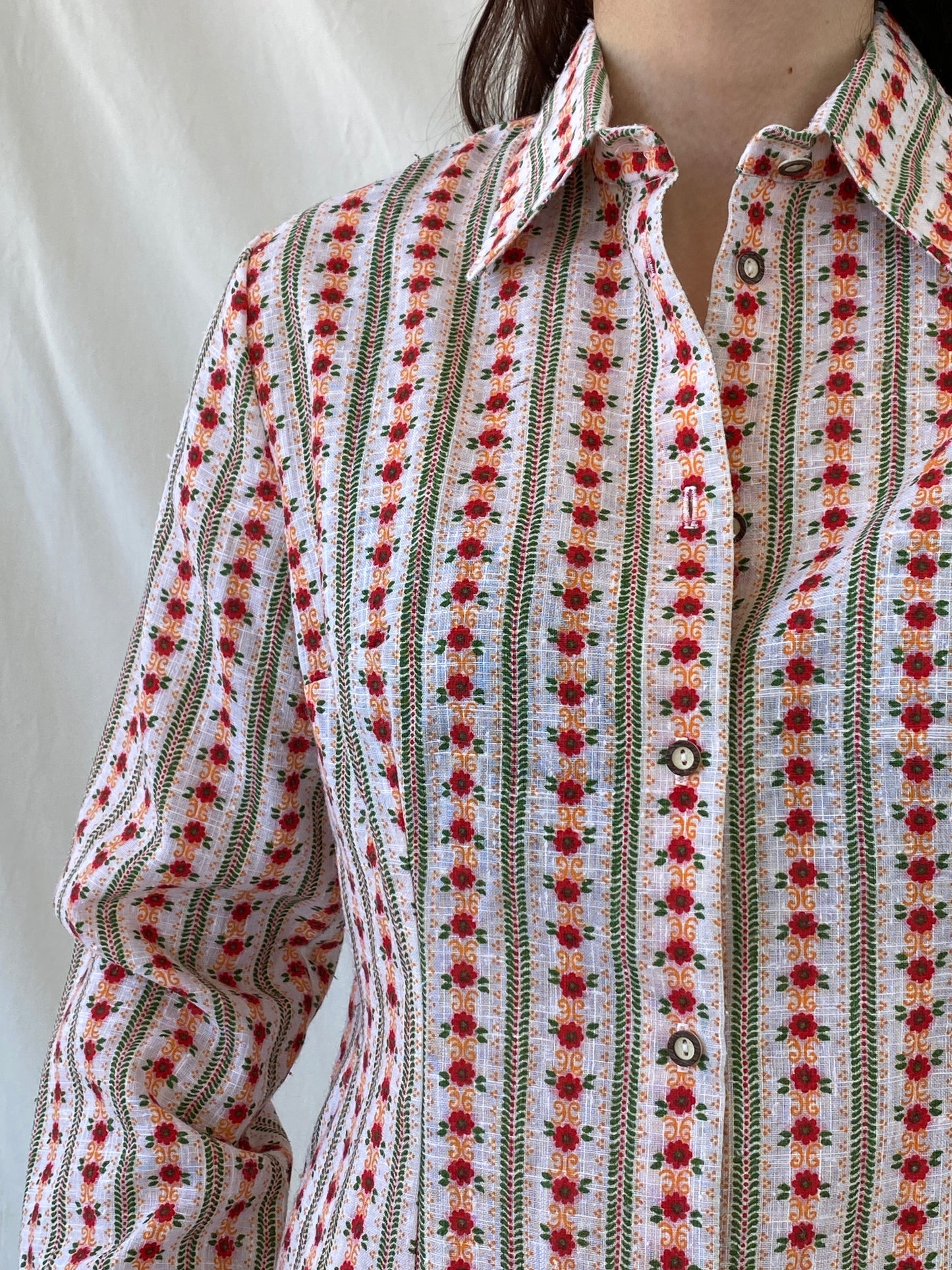 Vintage Lanz Salzburger Floral Button Up Full Sleeve Shirt - XL