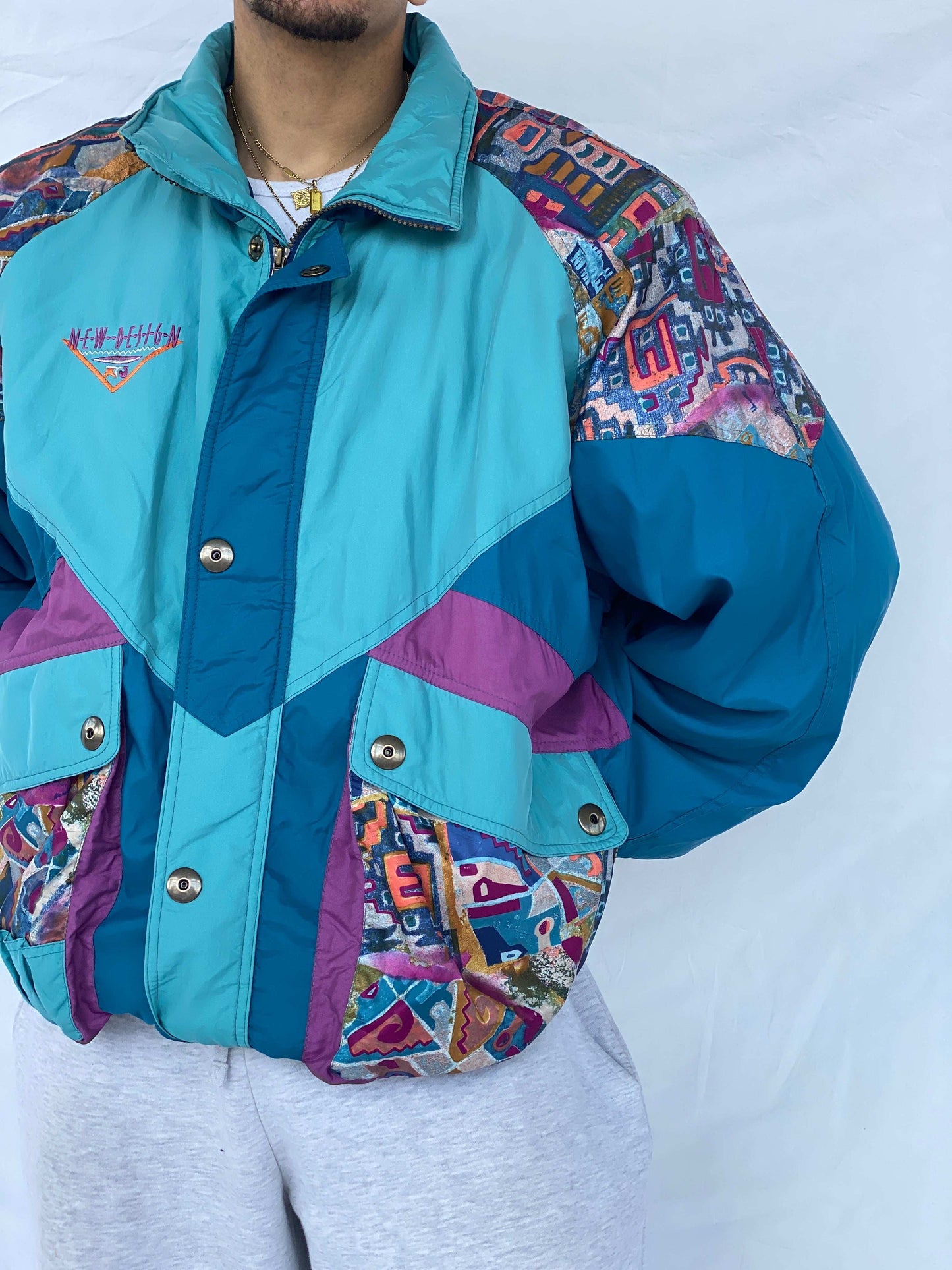 Vintage 80s Puffer Multicolored Windbreaker Jacket - Balagan Vintage Puffer Jacket 80s, 90s, Abdullah, puffer jacket