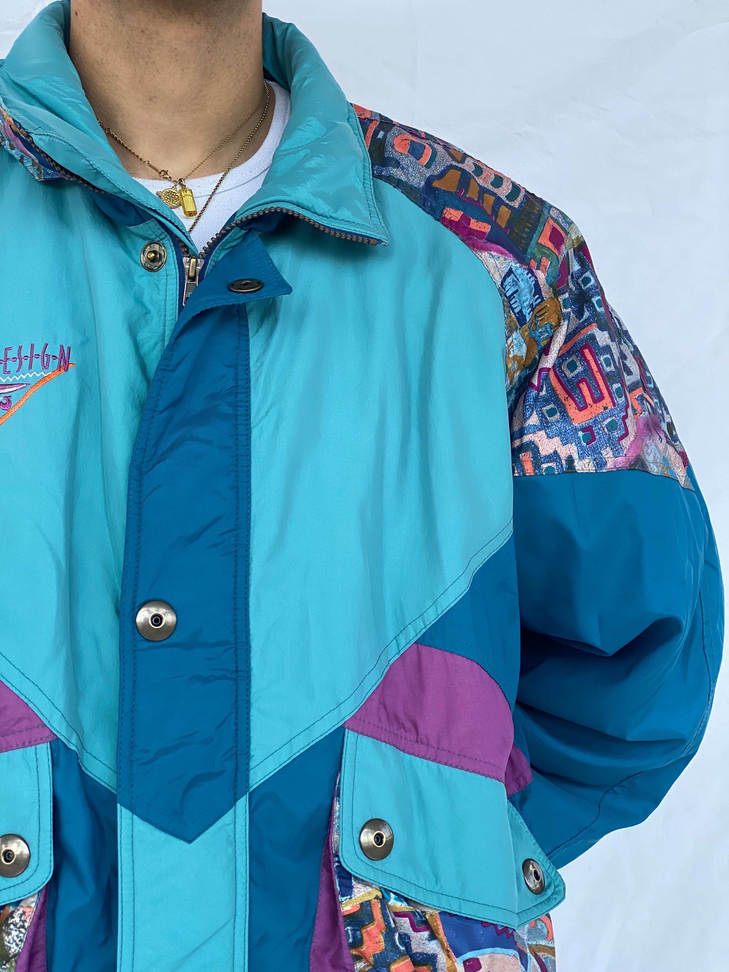 Vintage 80s Puffer Multicolored Windbreaker Jacket - Balagan Vintage Puffer Jacket 80s, 90s, Abdullah, puffer jacket