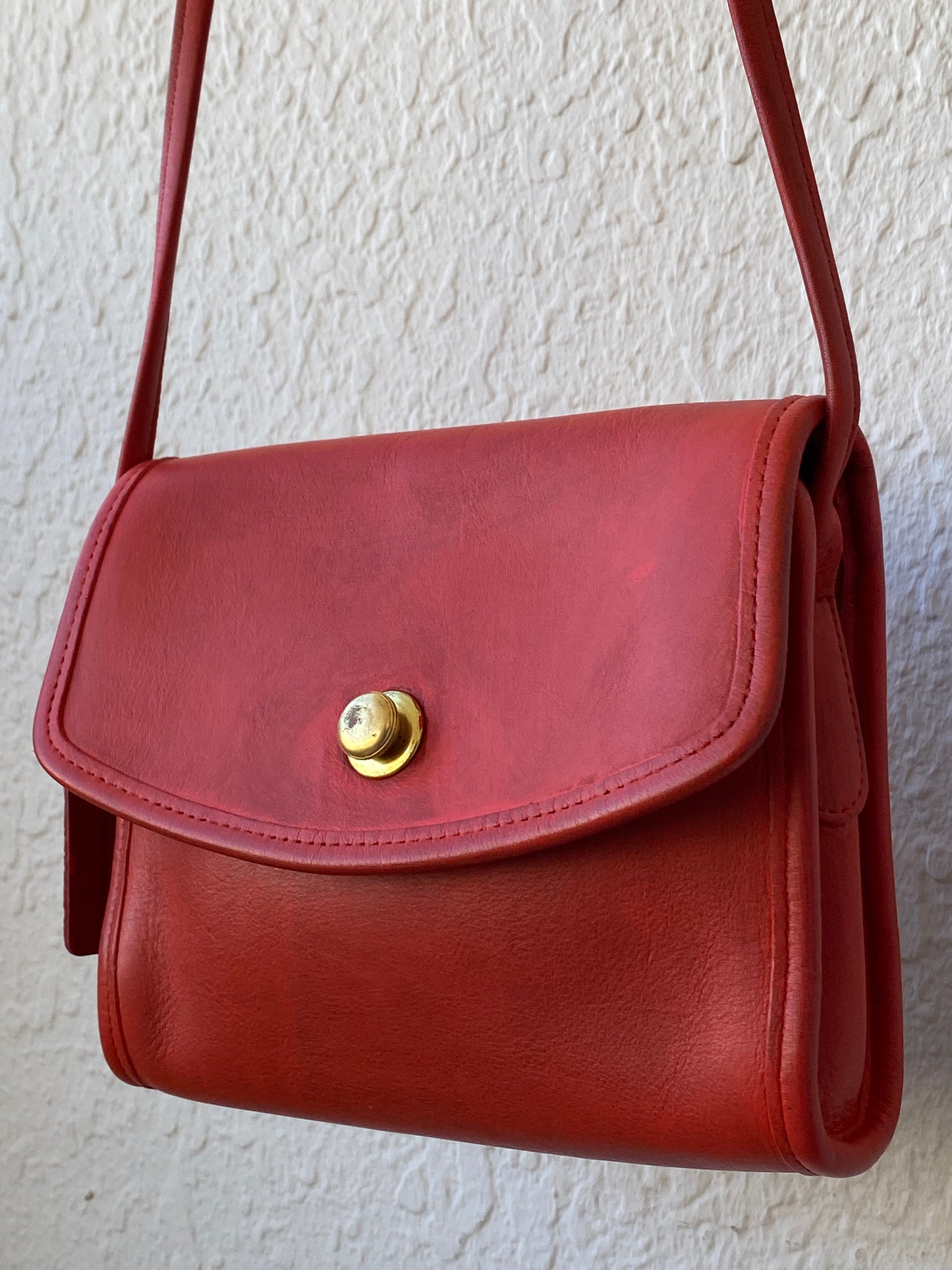 Vintage Classic Coach Chrystie Flap Red Leather Cross Body Bag