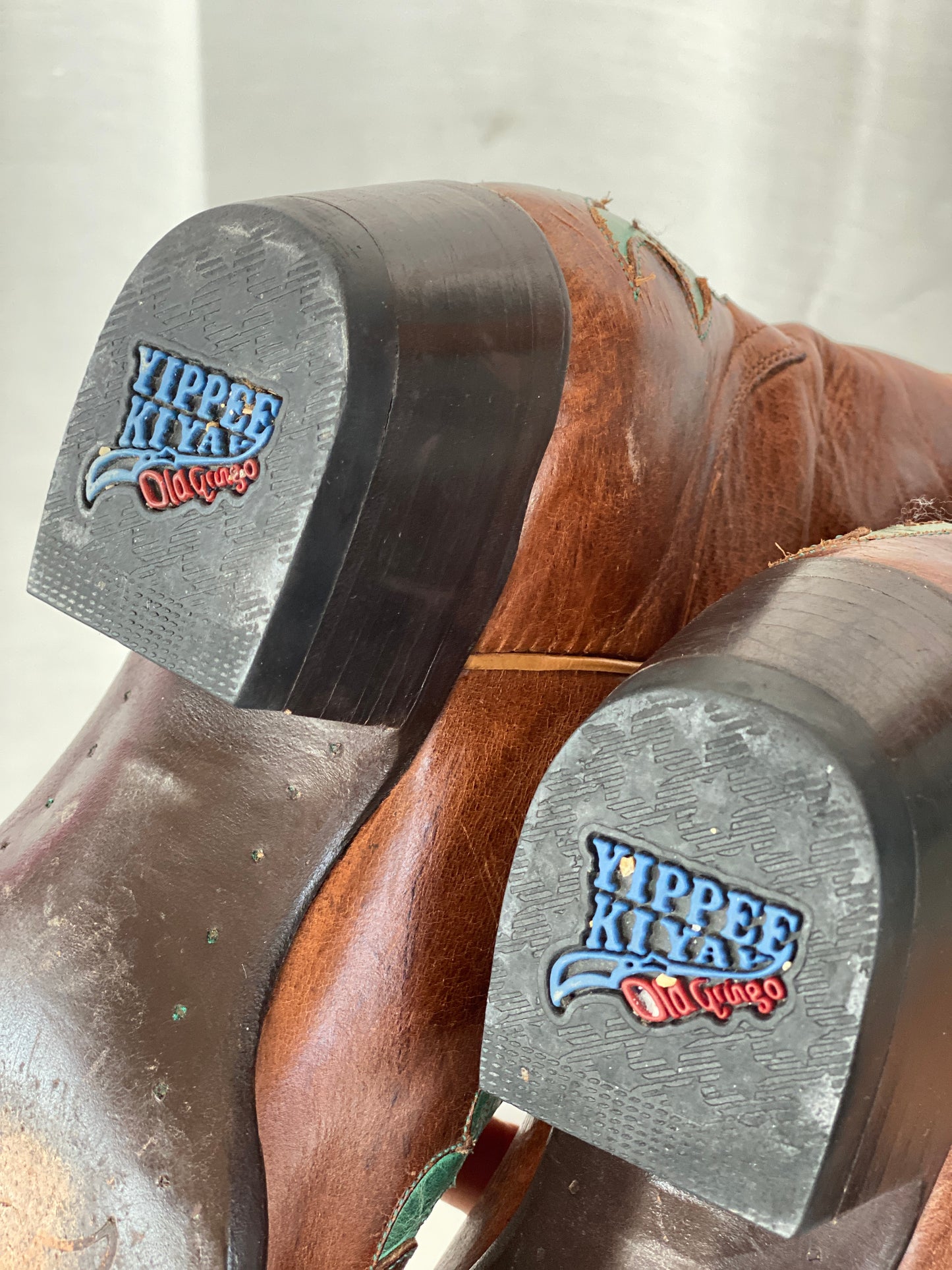 Vintage Yippee ki Yay Old Gringo Turquoise & Brown Genuine Leather Cowboy Boots - 39EUR