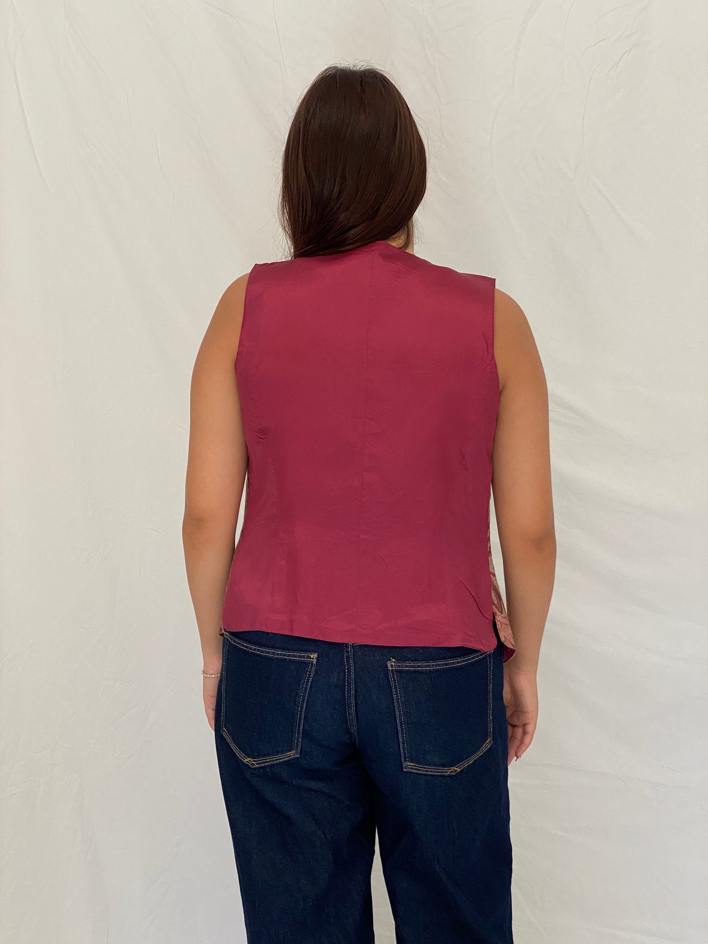 Vintage The Limited Floral Tapestry Vest Pink Button Front Waistcoat – S
