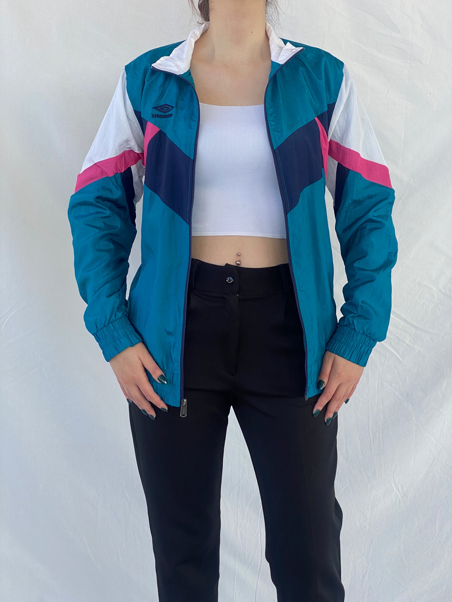 Umbro Premier Blue Color-block Women’s Windbreaker Track Jacket - S