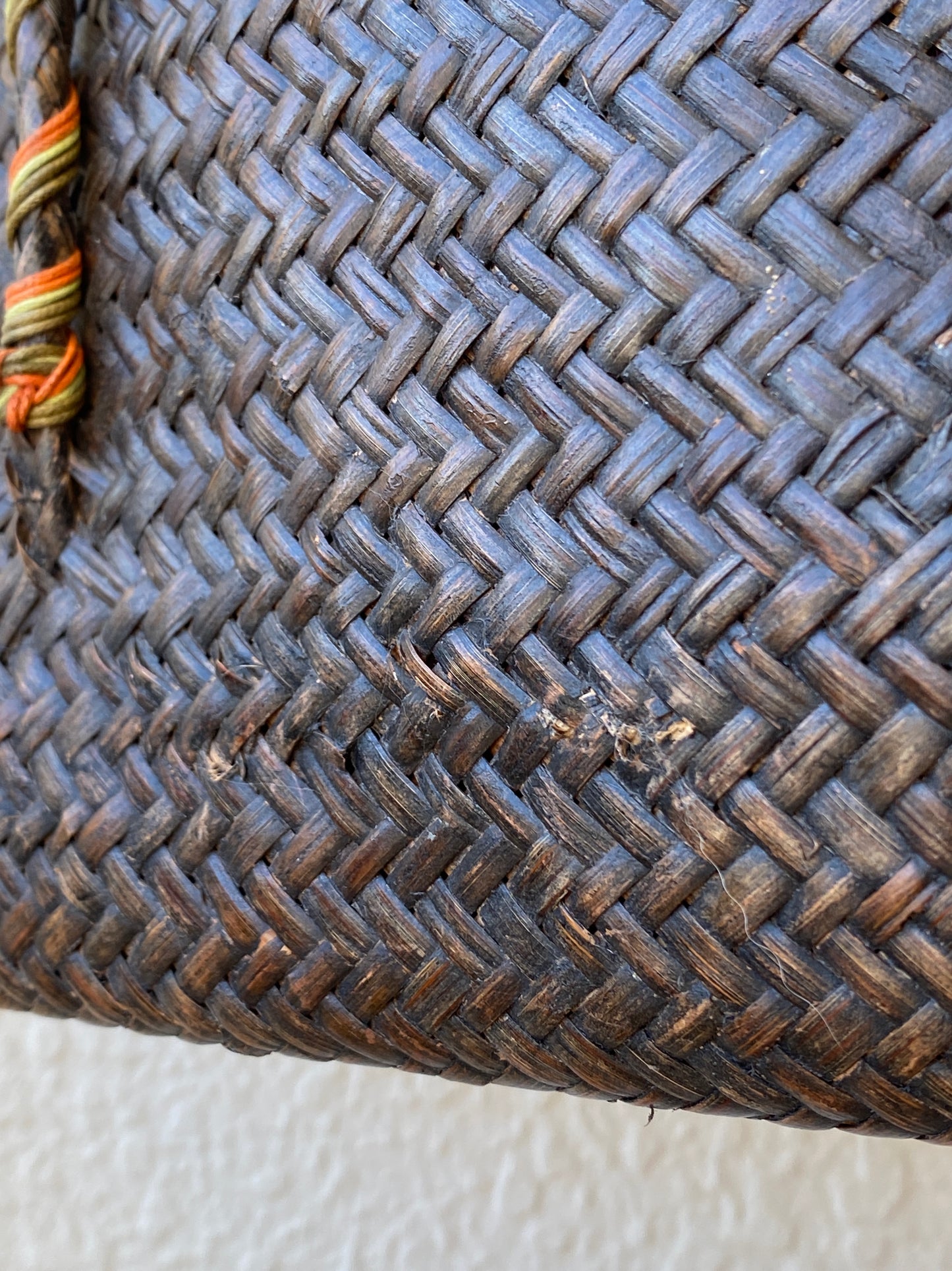 Vintage Handwoven Straw Beach Bag with Beaded Tribal Detail & Shell Accents