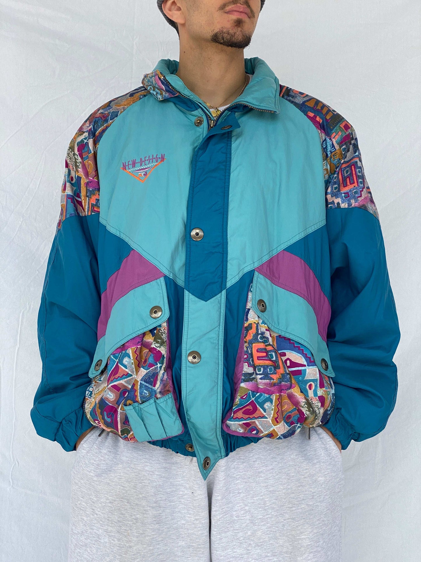 Vintage 80s Puffer Multicolored Windbreaker Jacket - Balagan Vintage Puffer Jacket 80s, 90s, Abdullah, puffer jacket