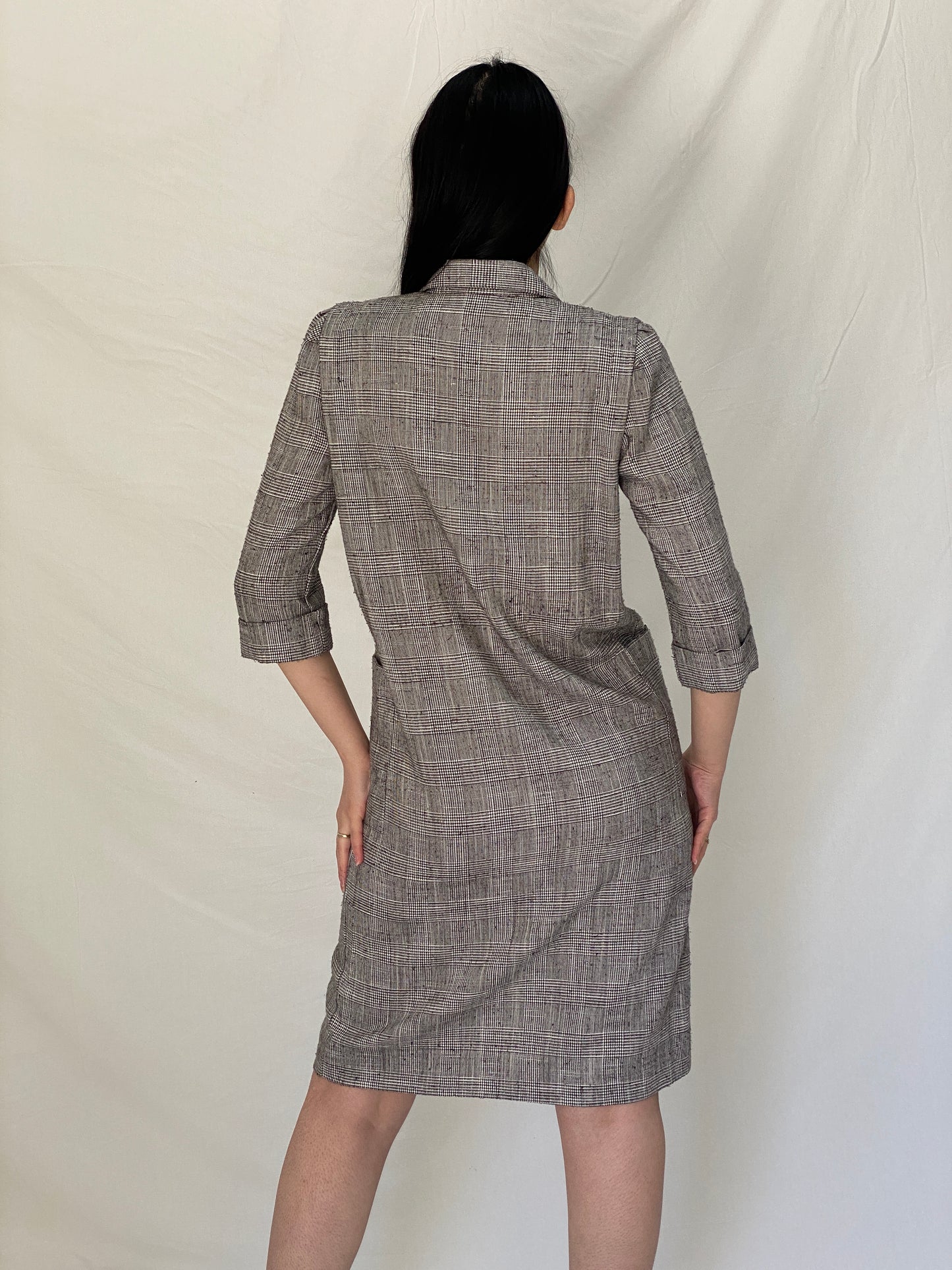 Vintage Leslie Fay Plaid Blazer Dress Tailored Double-Breasted Structured Office Dress - S