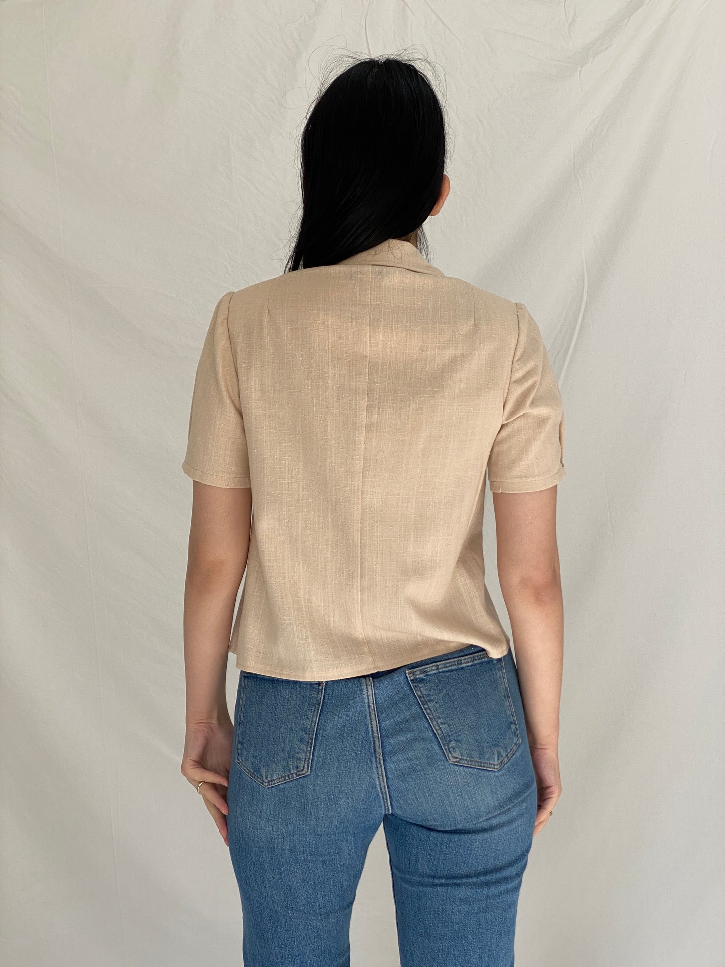 Vintage Donna Morgan for NON STOP Beige Linen Short Sleeve Blazer - S