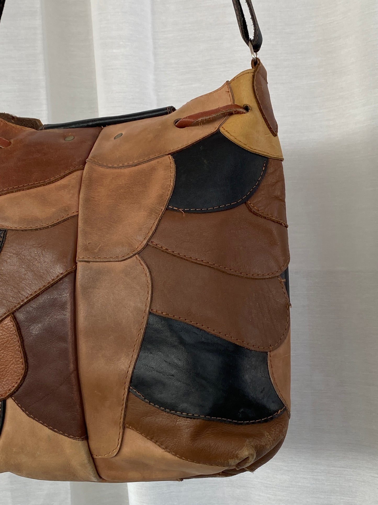 Vintage Patchwork Leather Western Saddle Crossbody Bag